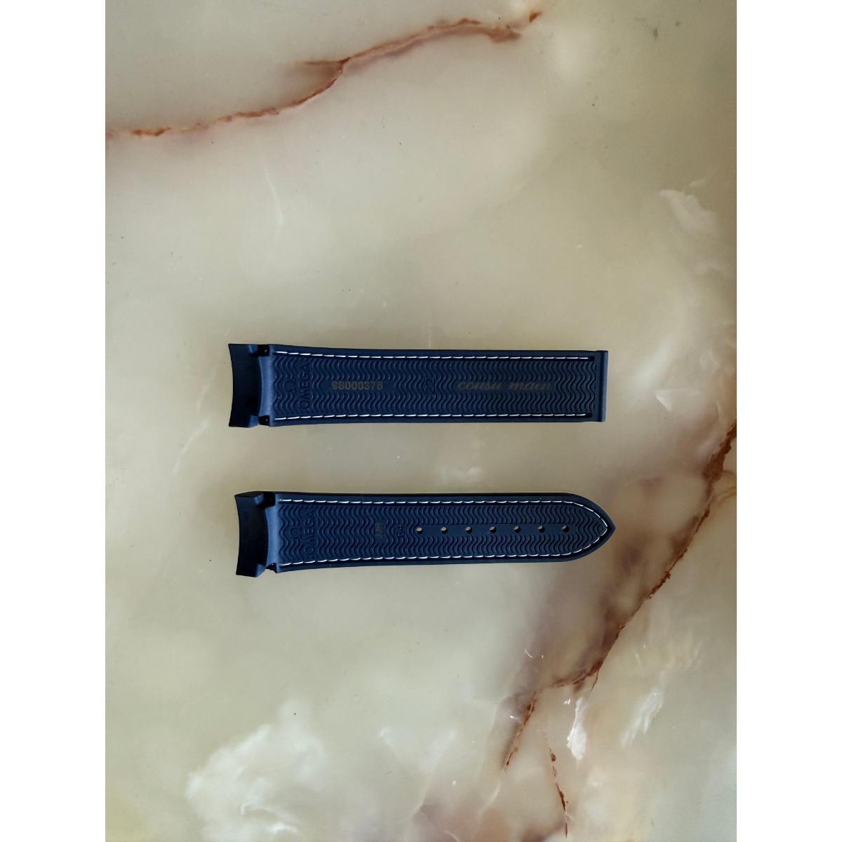 Authentic Omega Blue Rubber Watch Strap Band 22mm 98000376