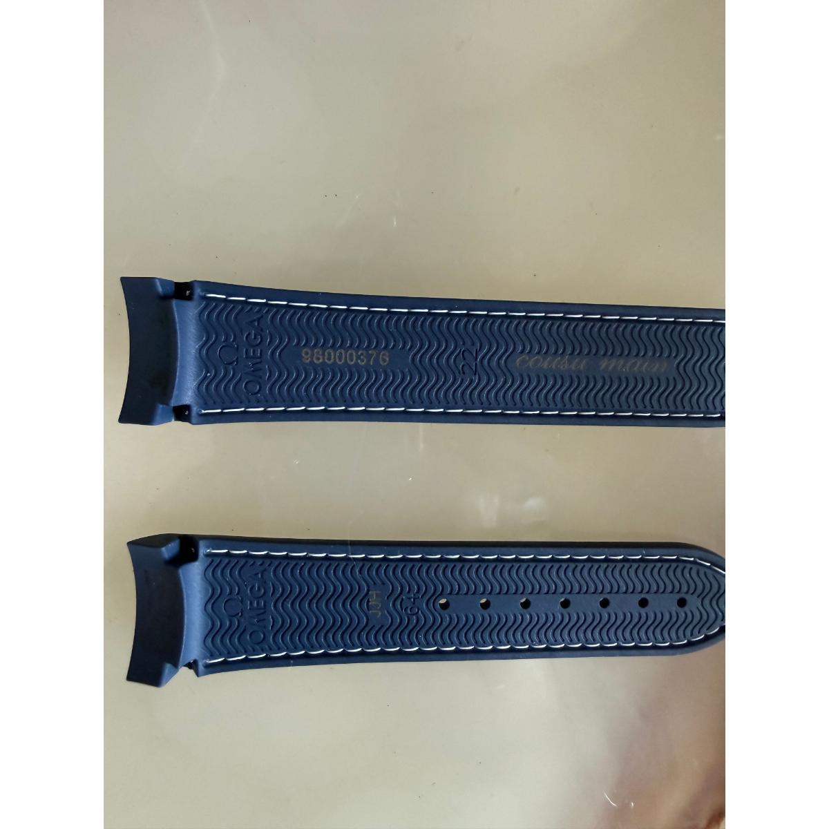 Authentic Omega Blue Rubber Watch Strap Band 22mm 98000376