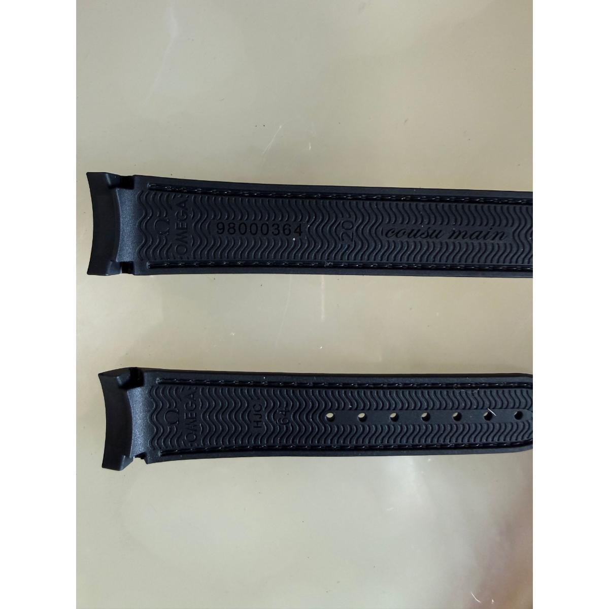 Authentic Omega Black Rubber Watch Strap Band 20mm 98000364