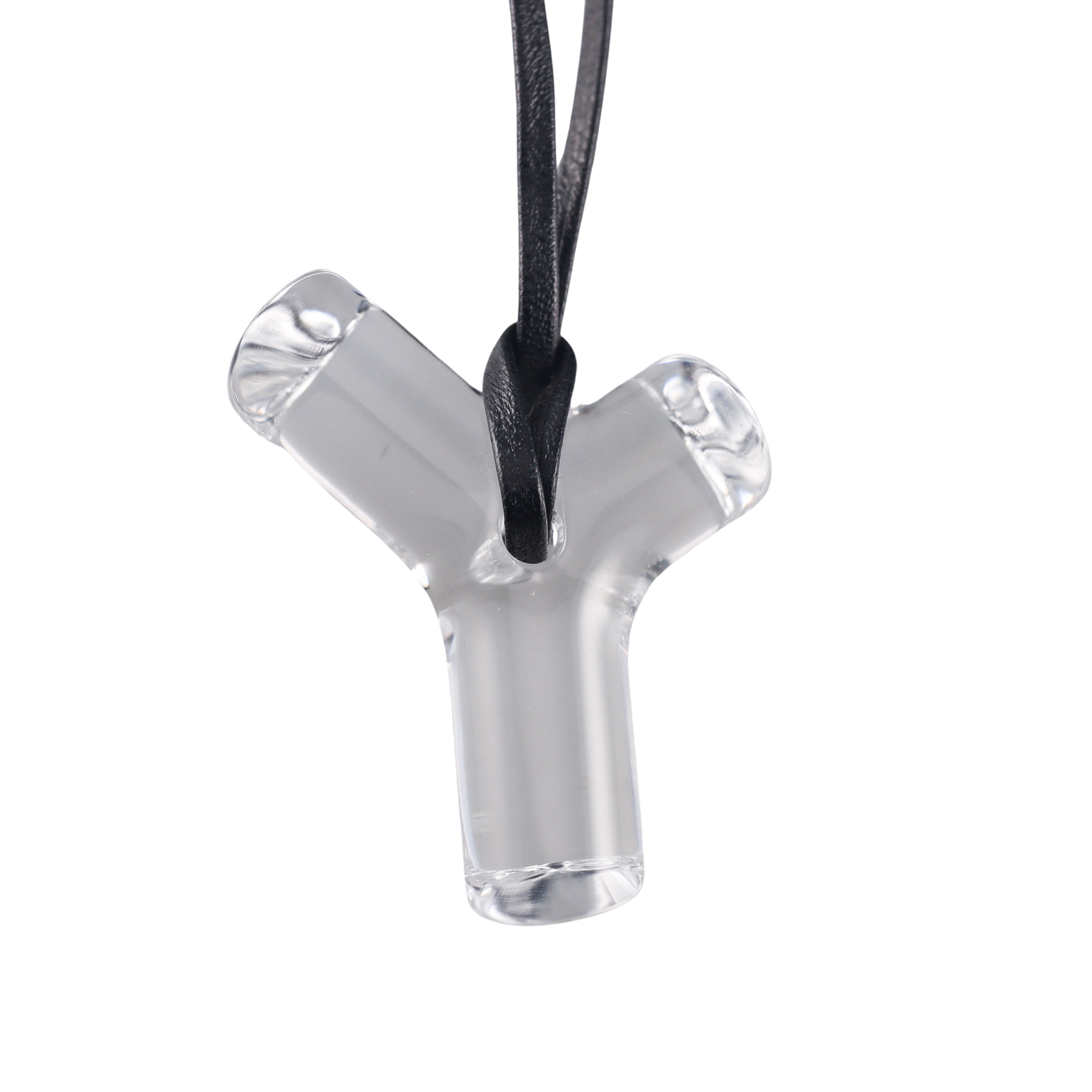 Baccarat Clear Pendant Leather Silver Cord Necklace