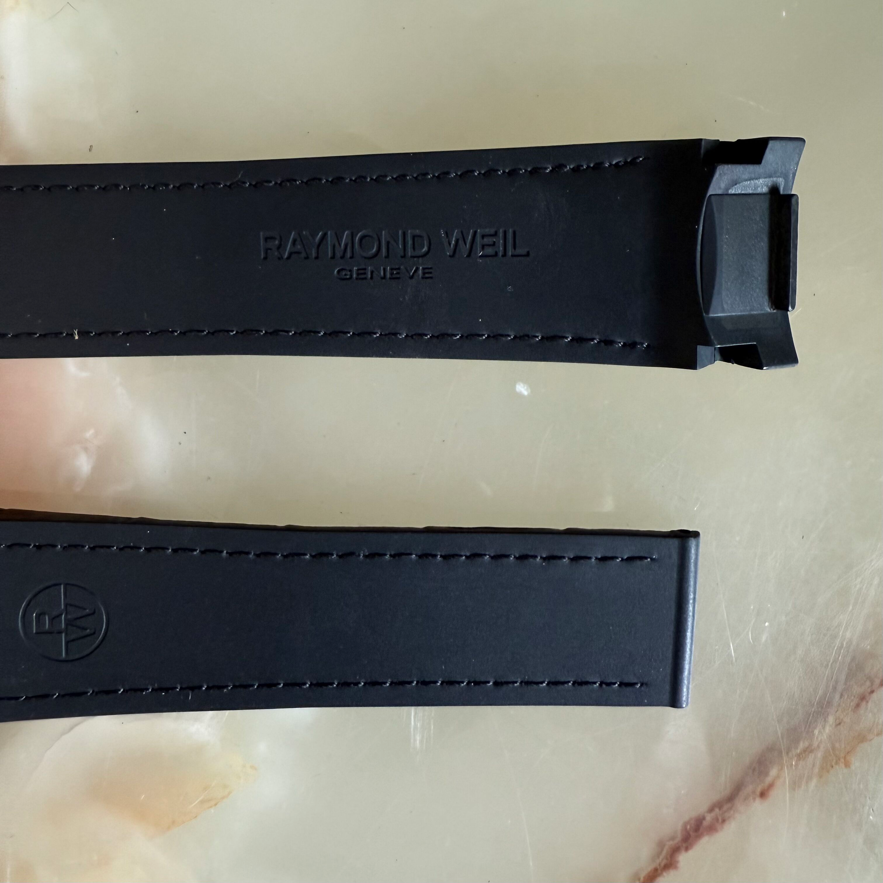 Authentic Raymond Weil Nabucco Black Rubber Watch Strap Band 23mm