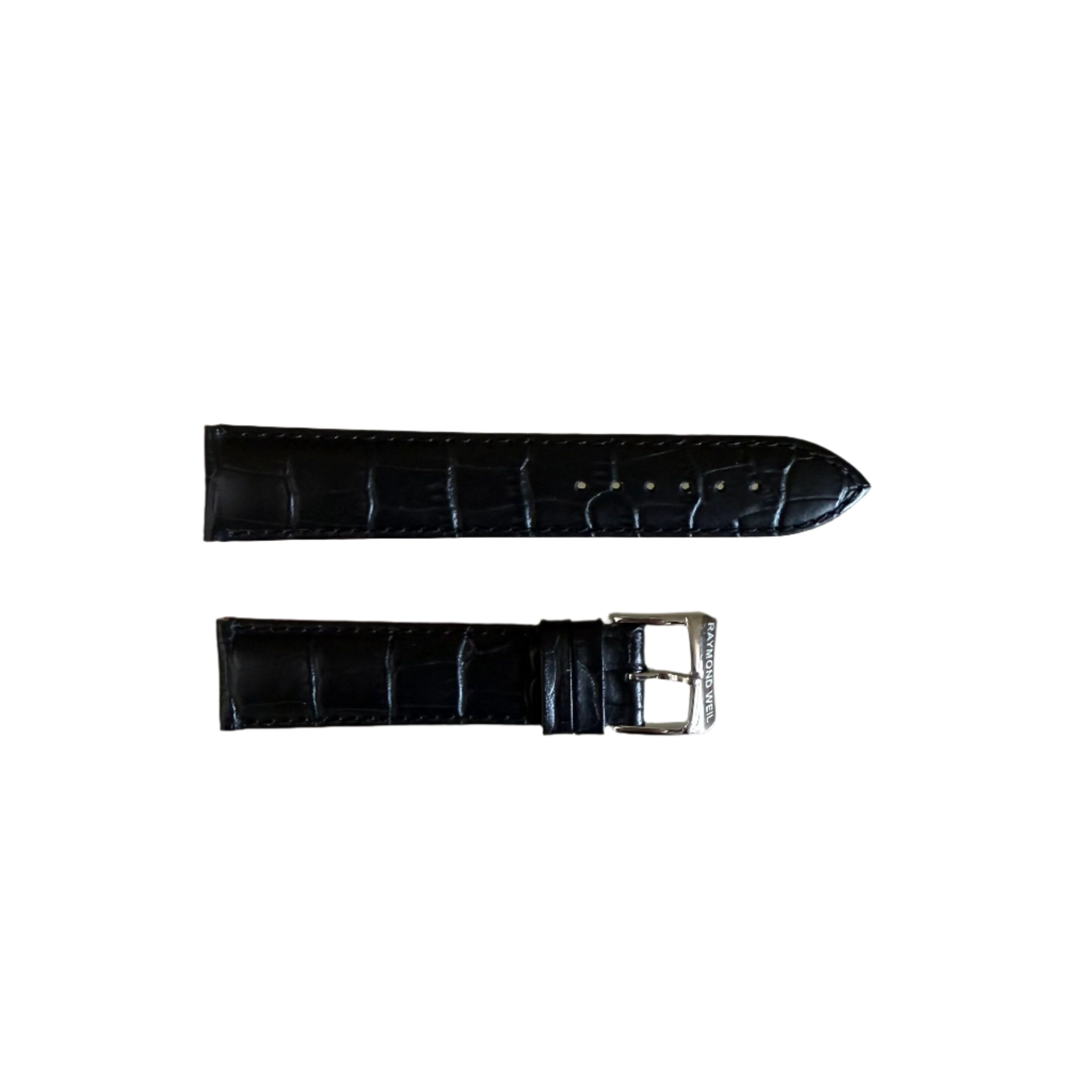 Authentic Raymond Weil Black Crocodile Watch Strap Band 20mm w Buckle