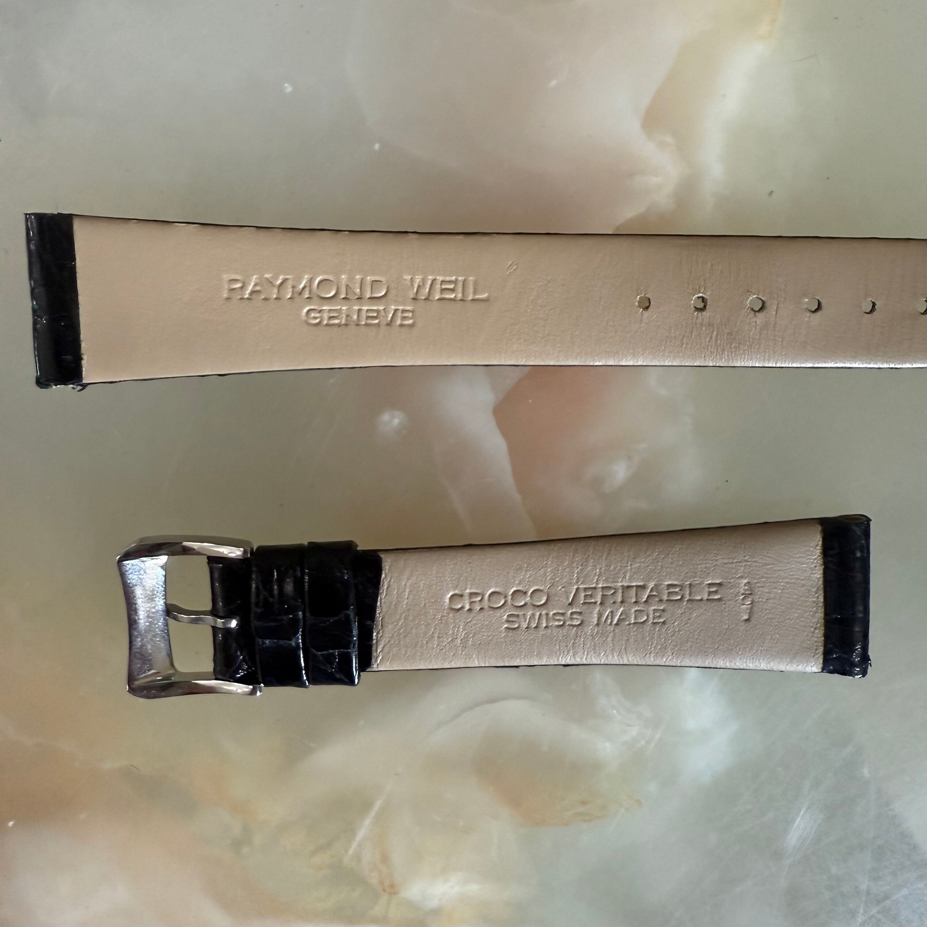 Authentic Raymond Weil Black Alligator Watch Strap Band 18mm w Buckle