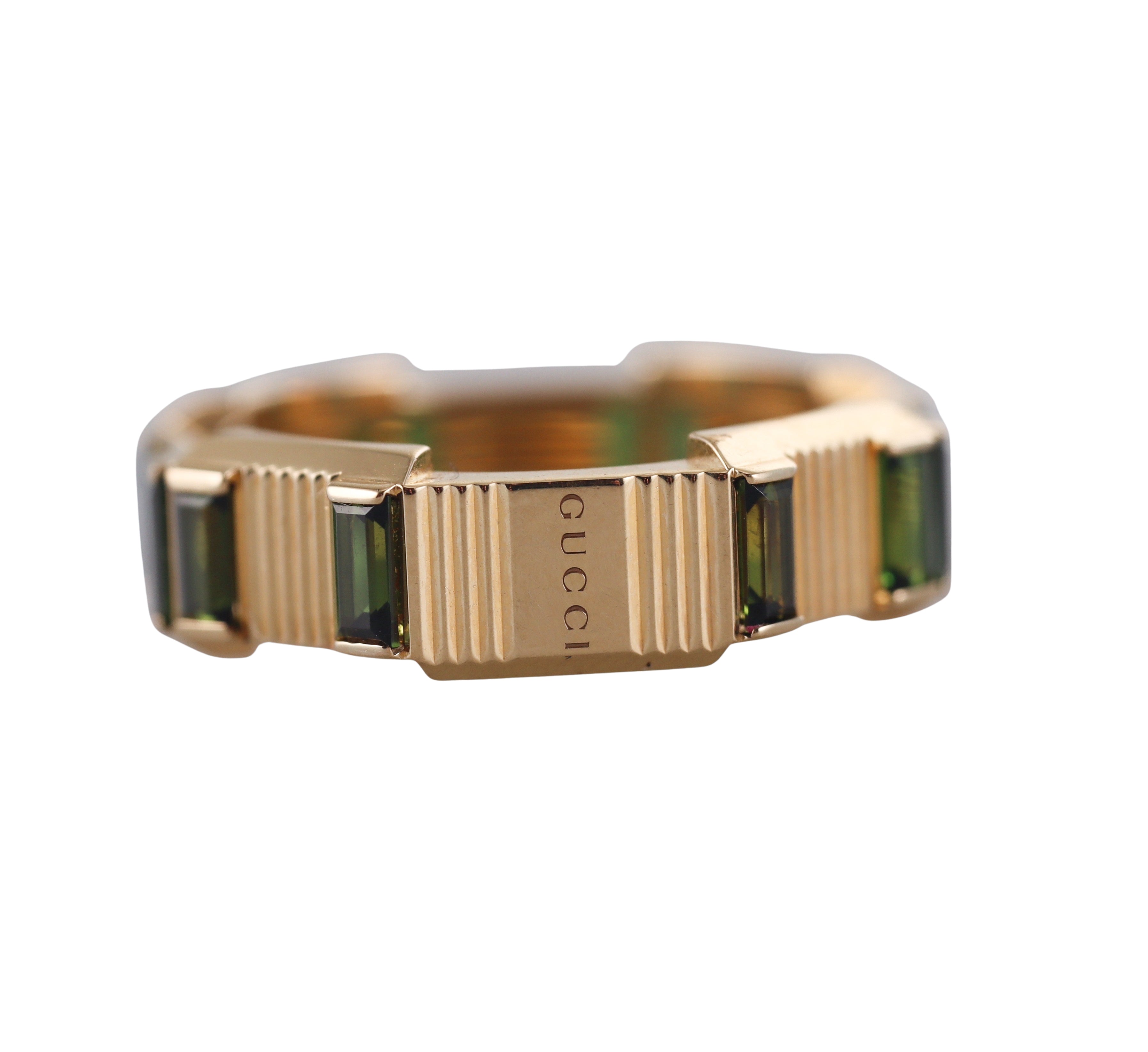 18k Gucci Link to Love Yellow Gold Tourmaline Ring Retail $4350