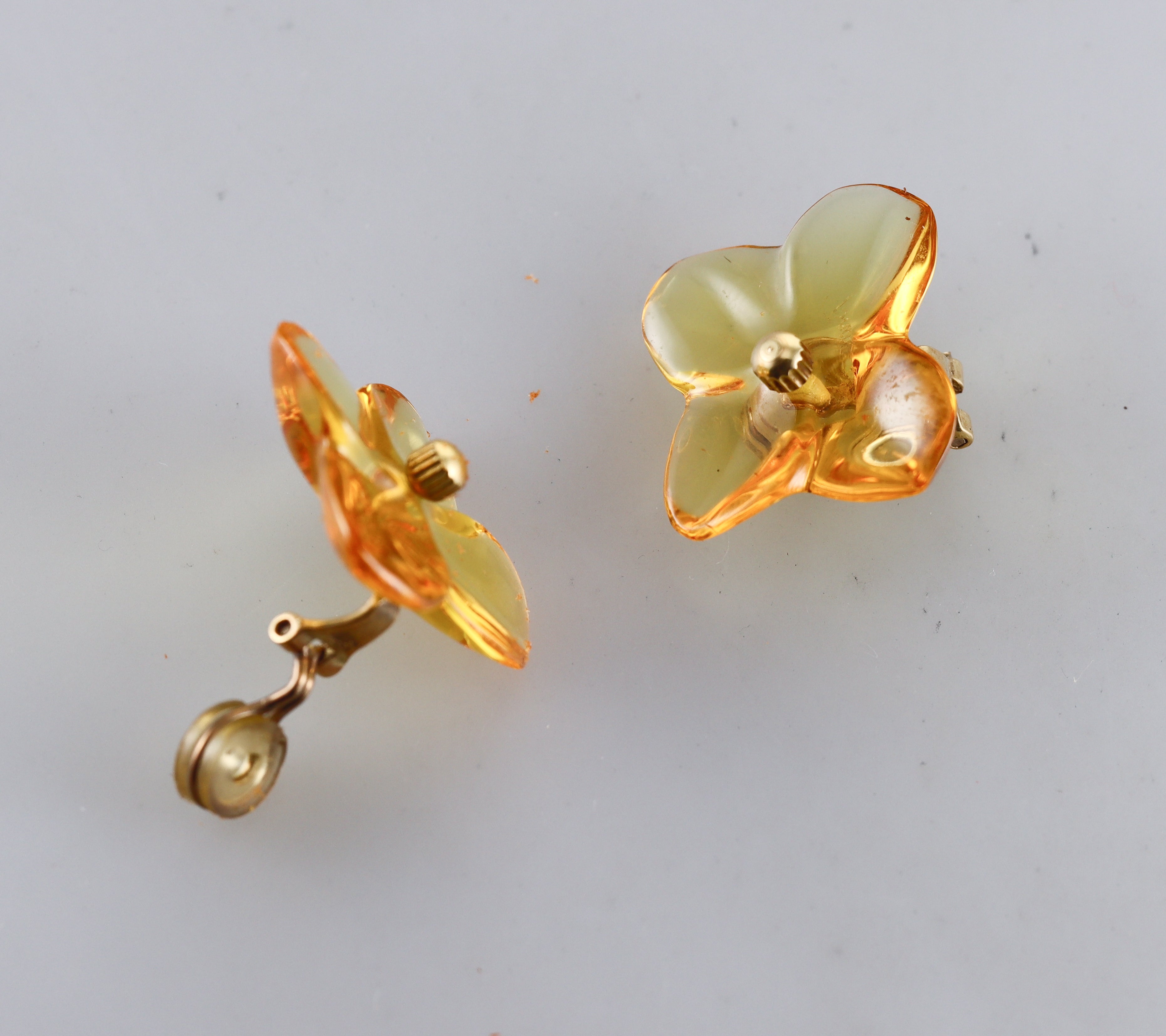 Baccarat 18k Gold Flower Crystal  Earrings