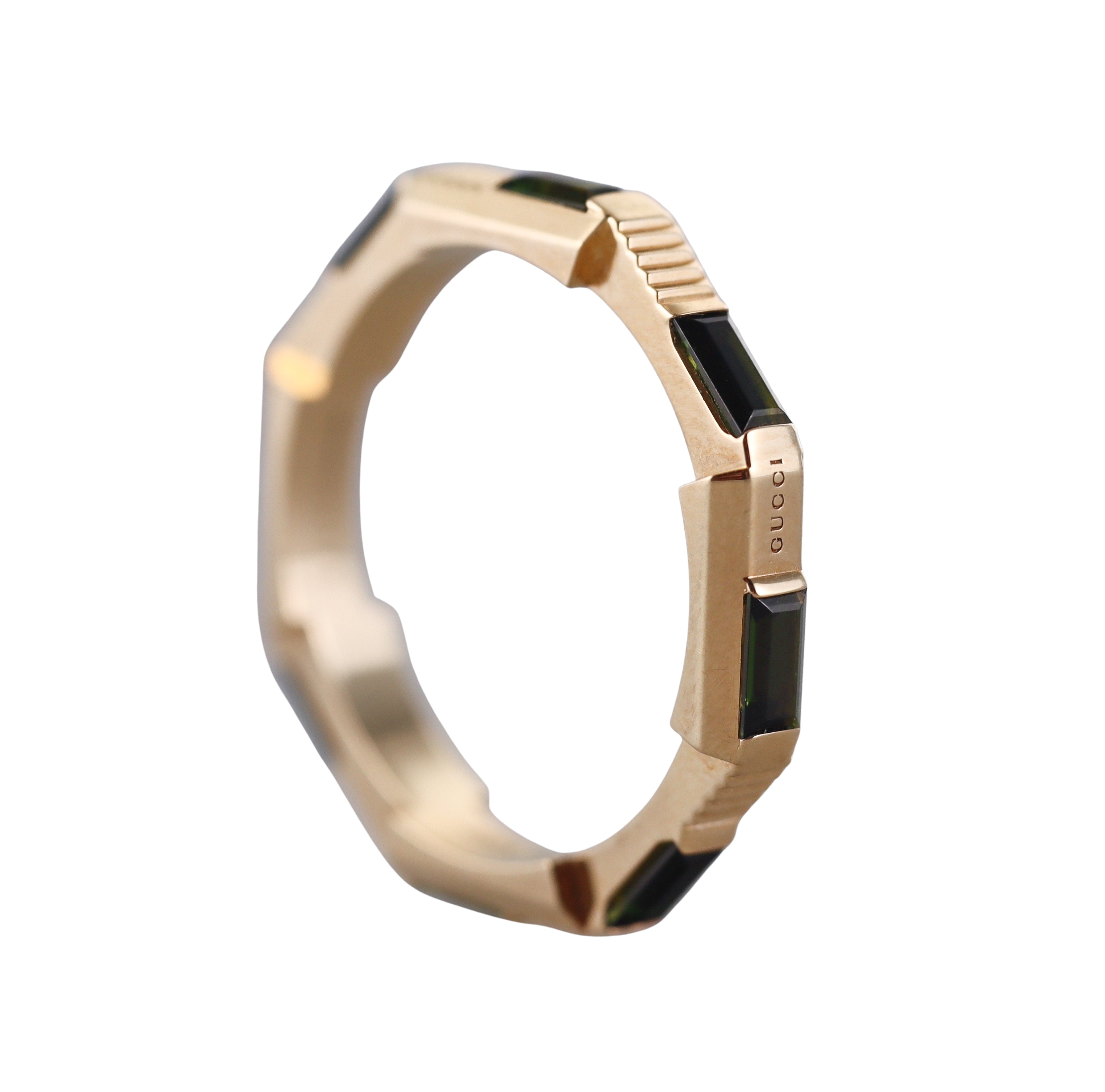 18k Gucci Link to Love Yellow Gold Tourmaline Ring Retail $2700