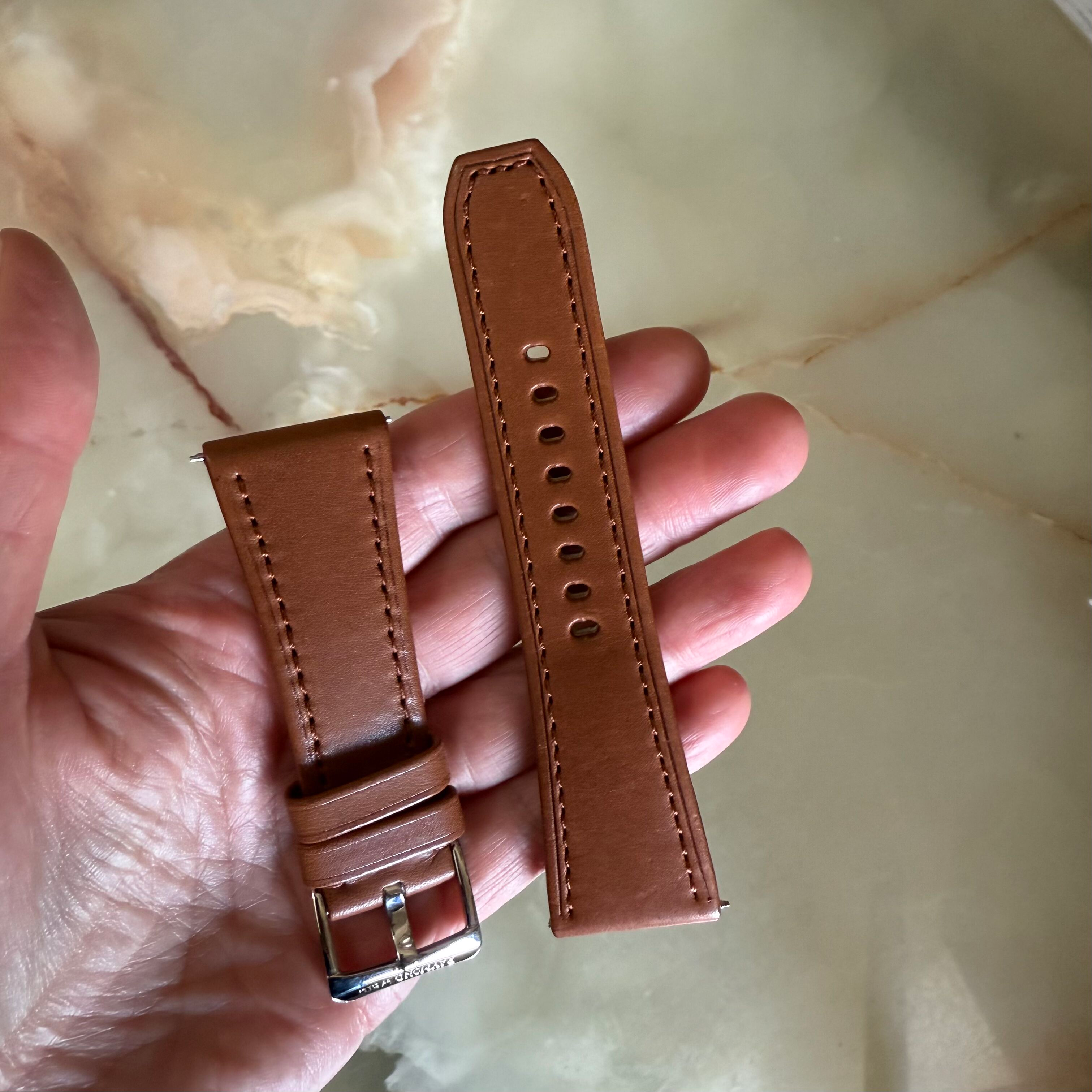Authentic Raymond Weil Don Giovanni Brown Leather Watch Strap Band 26mm w Buckle