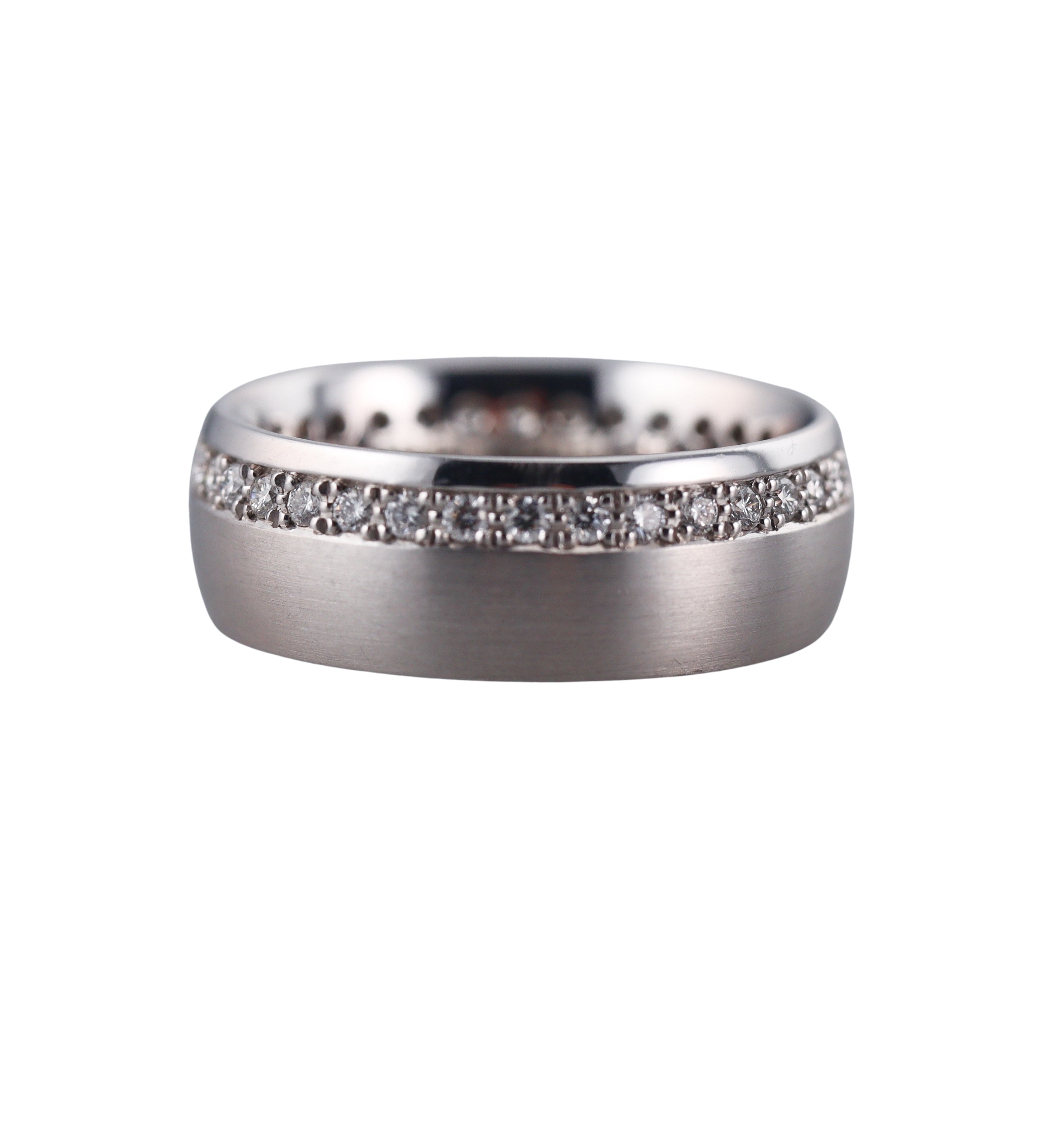 Bucherer 18k White Gold Diamond Ring Wedding Band