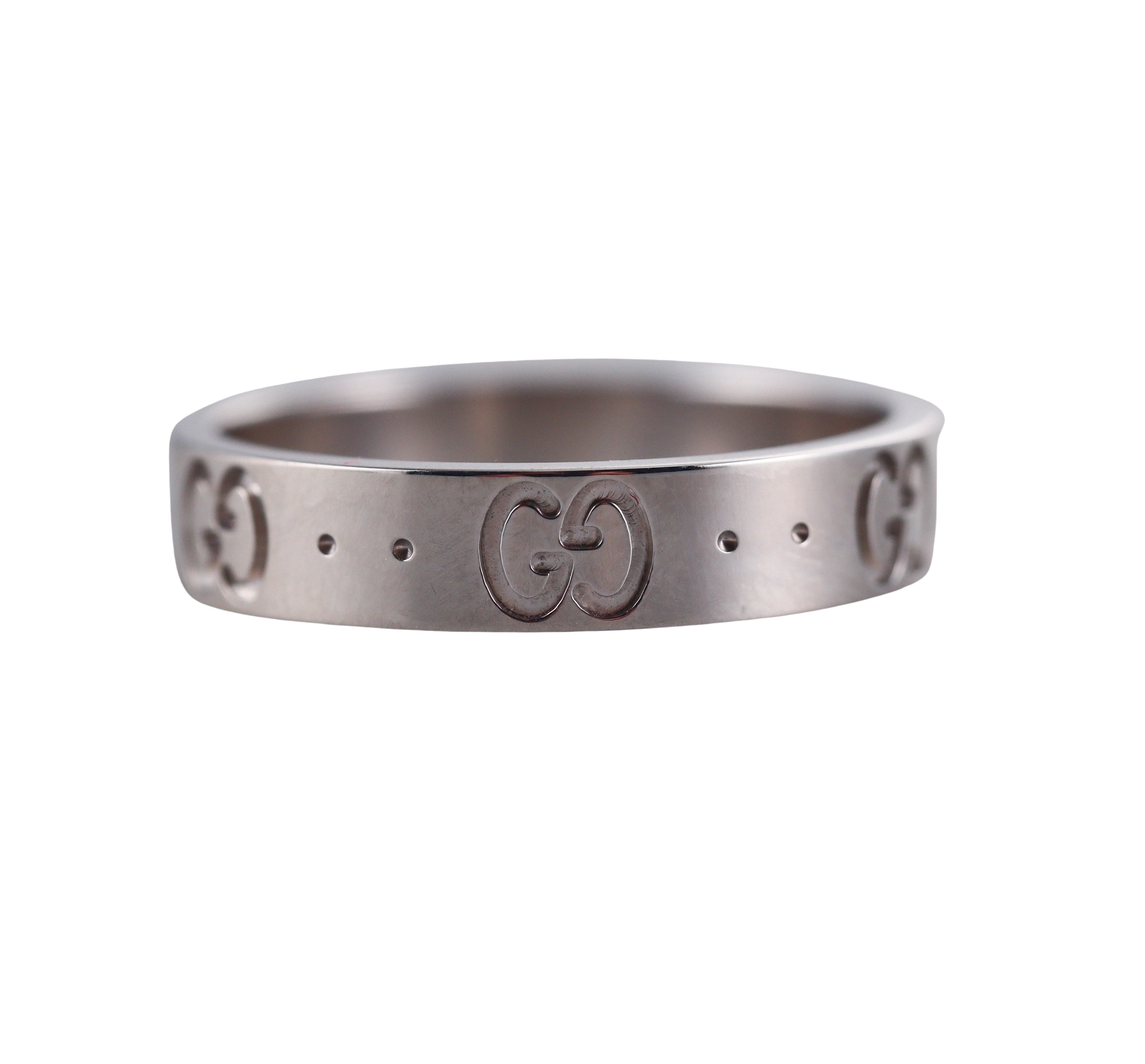 18k Gucci White Gold Band Ring Retail $1050