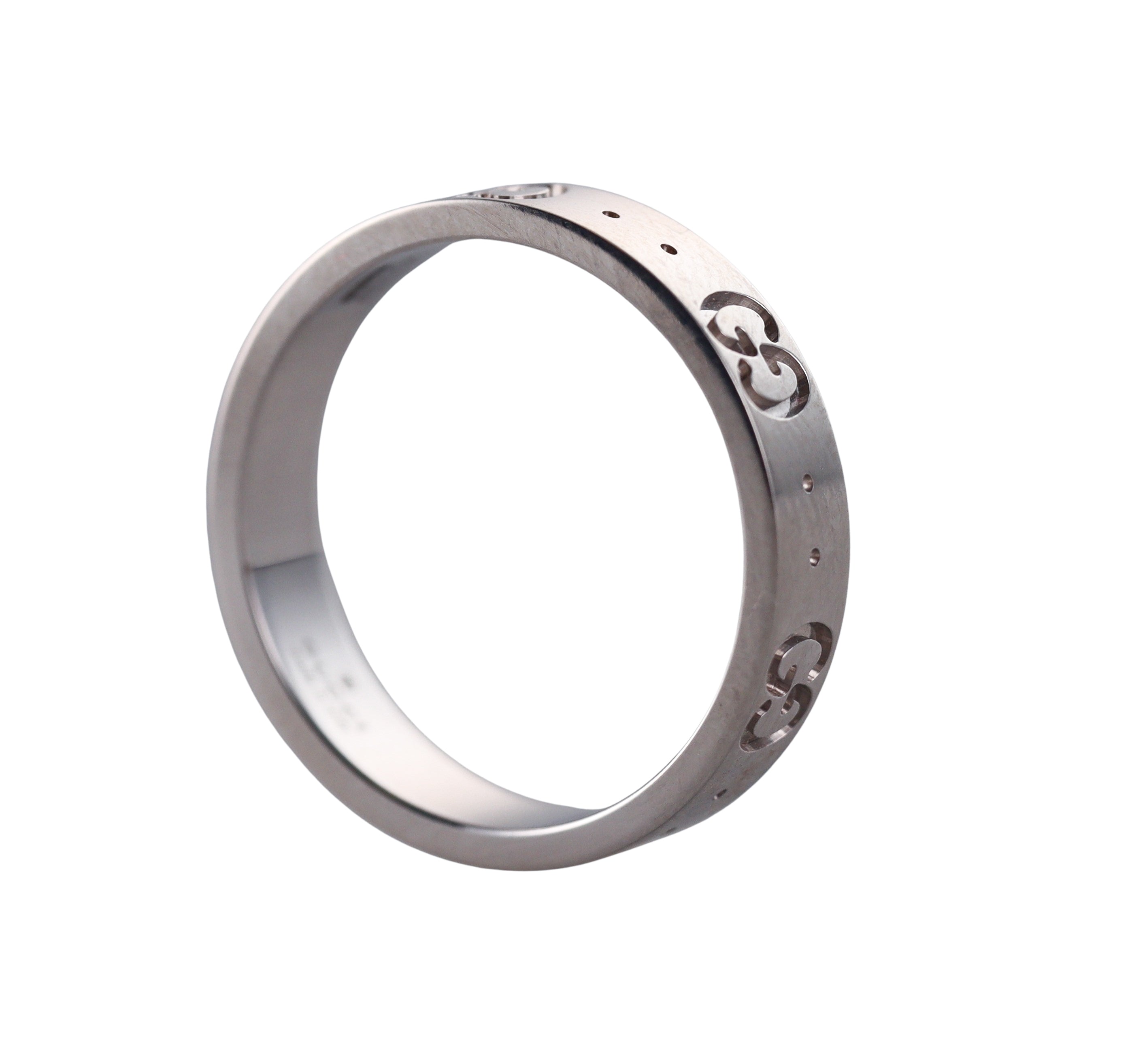 18k Gucci White Gold Band Ring Retail $1050