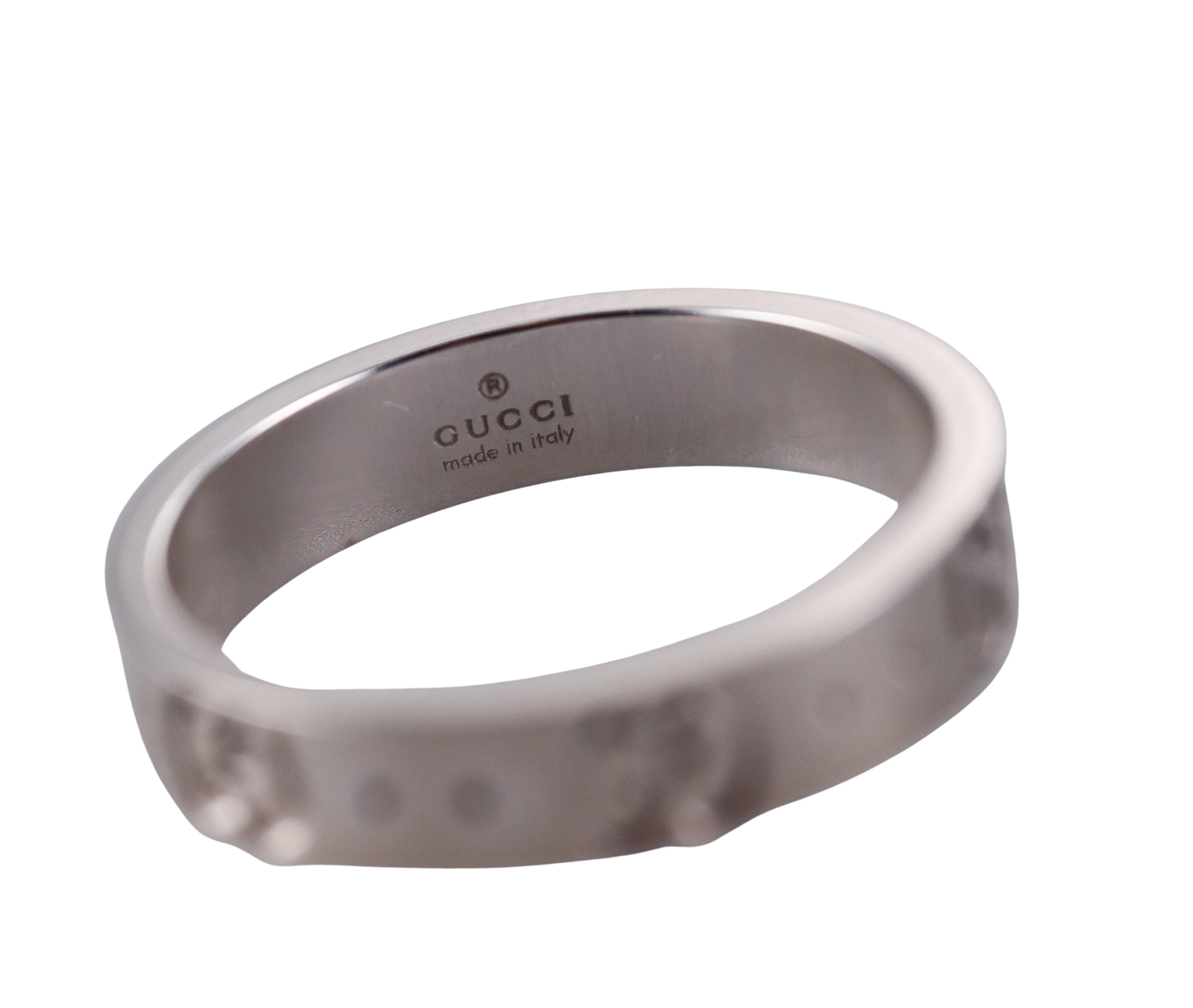 18k Gucci White Gold Band Ring Retail $1050