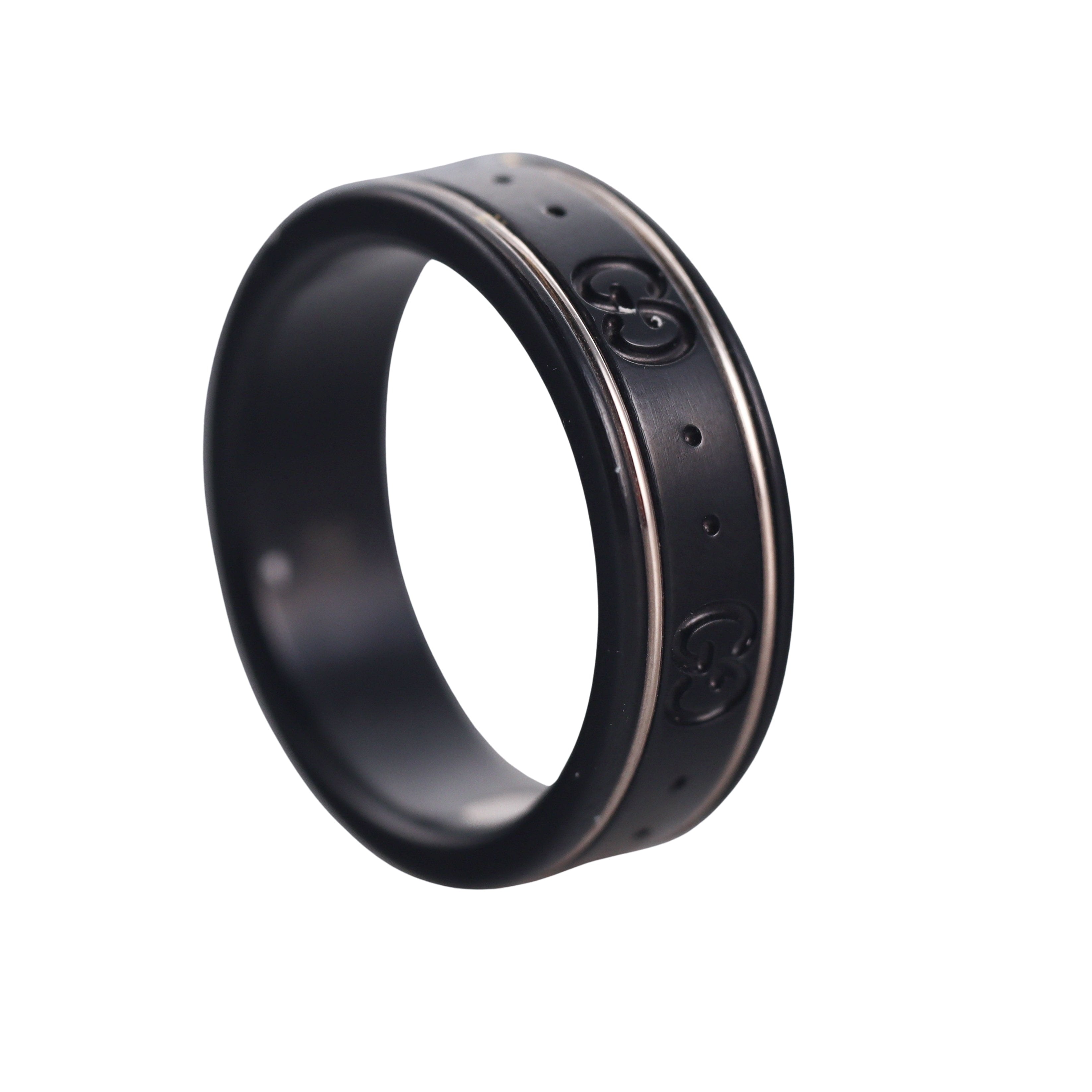 18k Gucci Black Corundum Band Ring Retail $700
