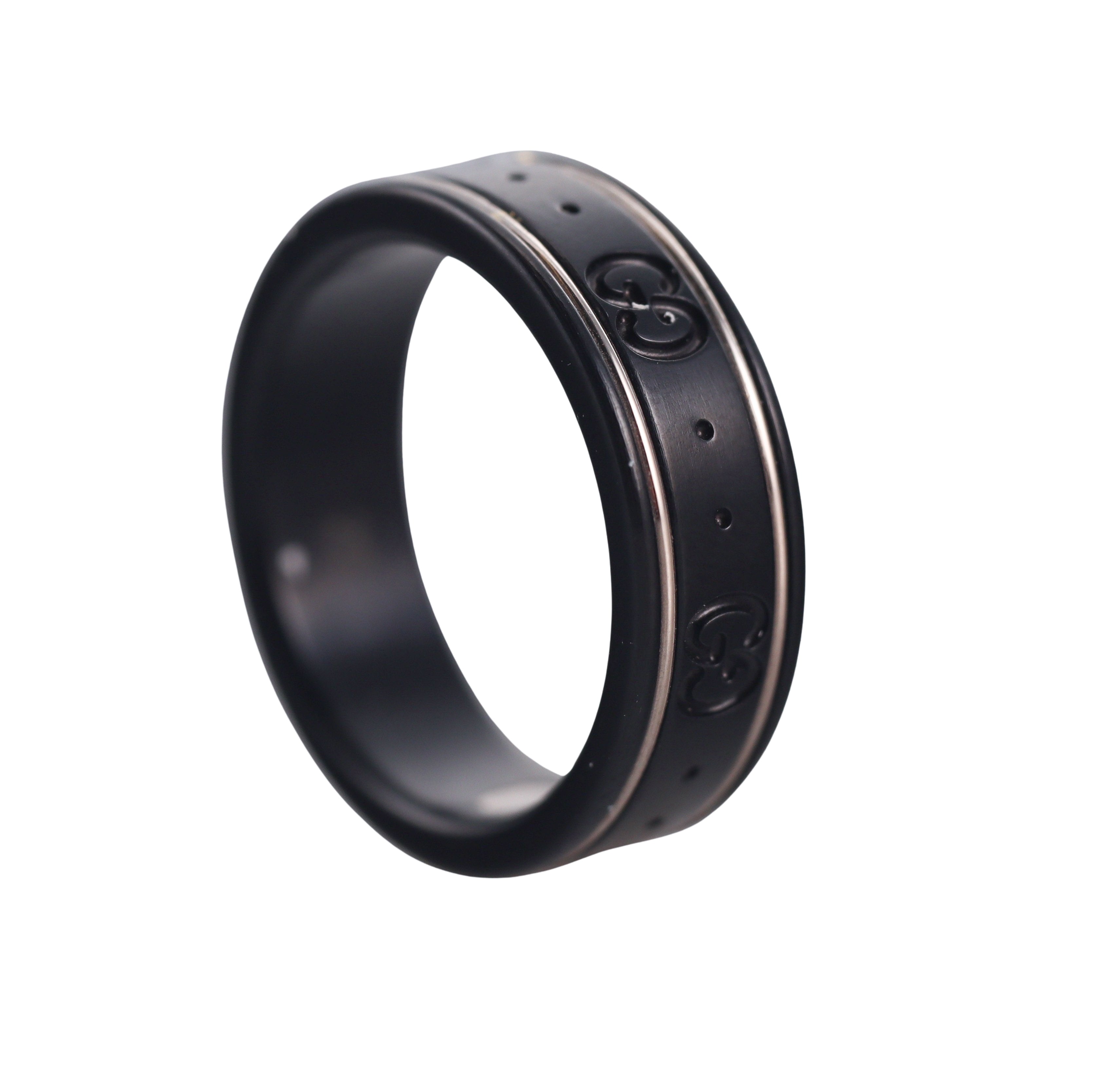 18k Gucci Black Corundum Band Ring Retail $700