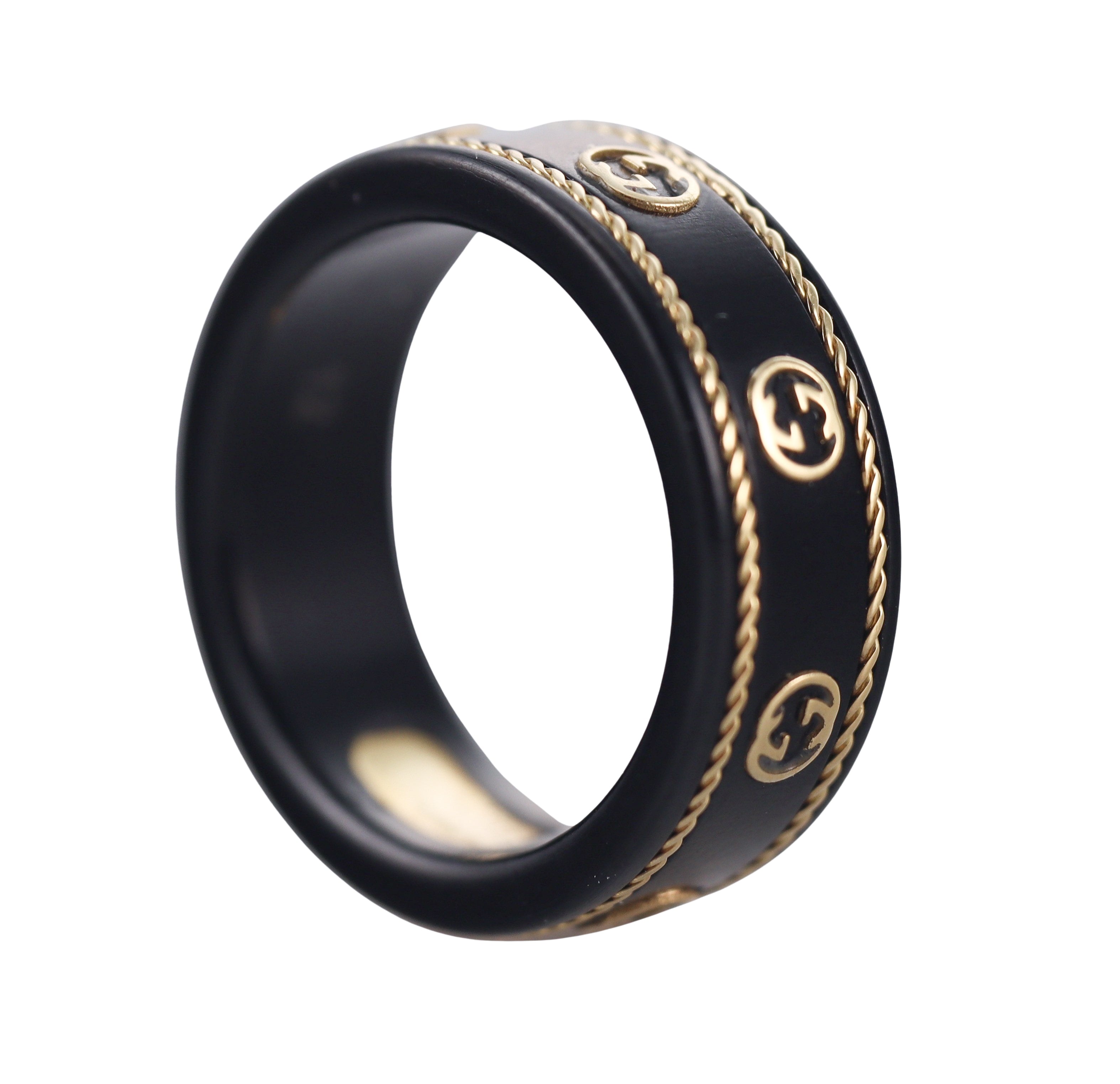 18k Gucci Black Corundum Band Ring Retail $850