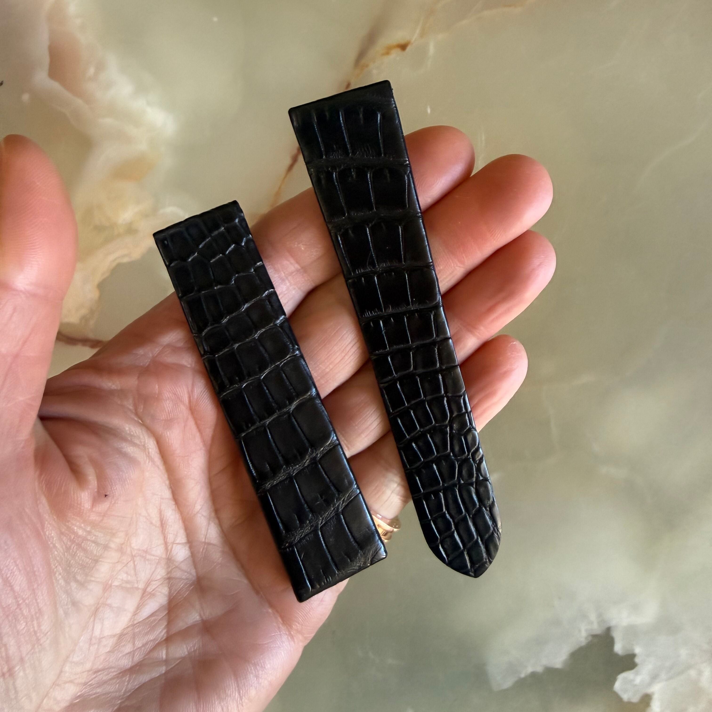 Authentic Cartier Black Alligator Watch Strap Band 21.05mm KD97IK96