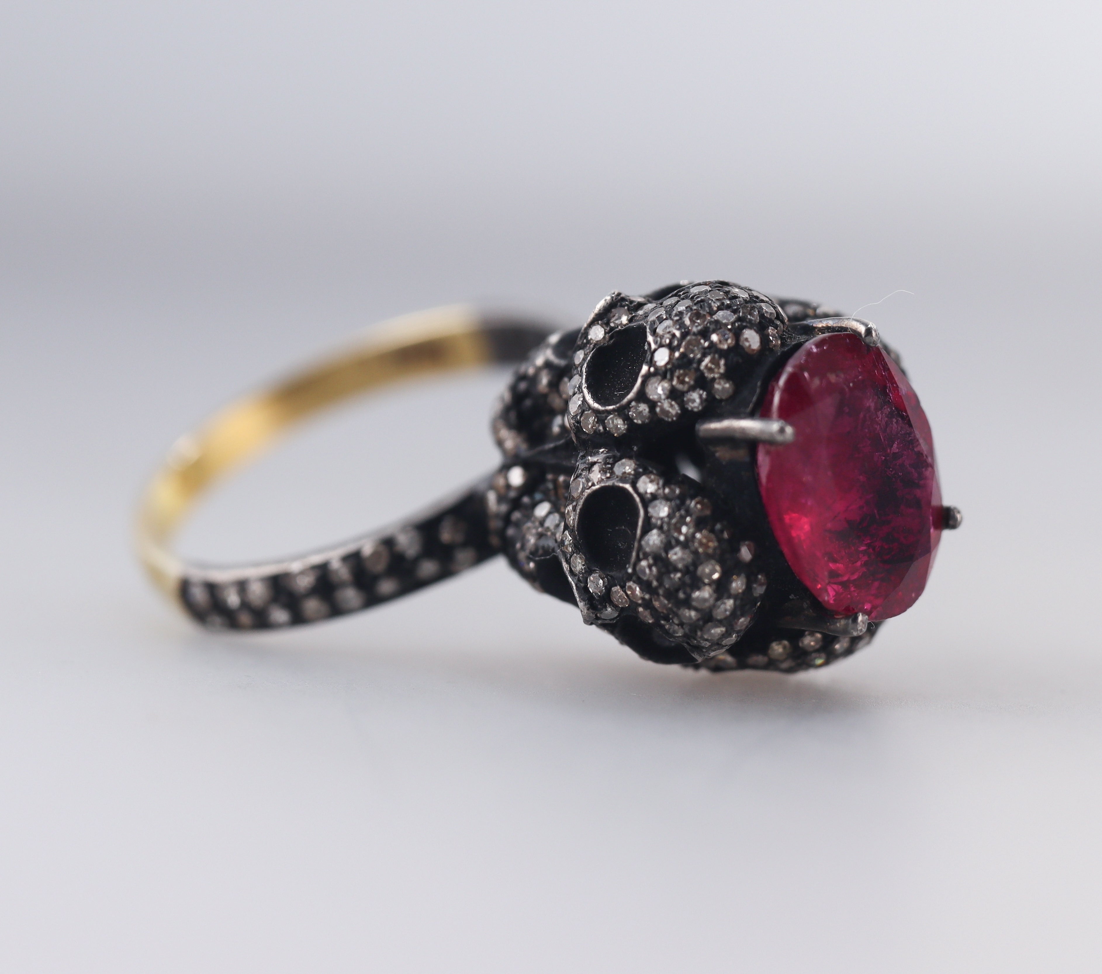 Bavna 14k Gold Pink Tourmaline and Diamond Ring