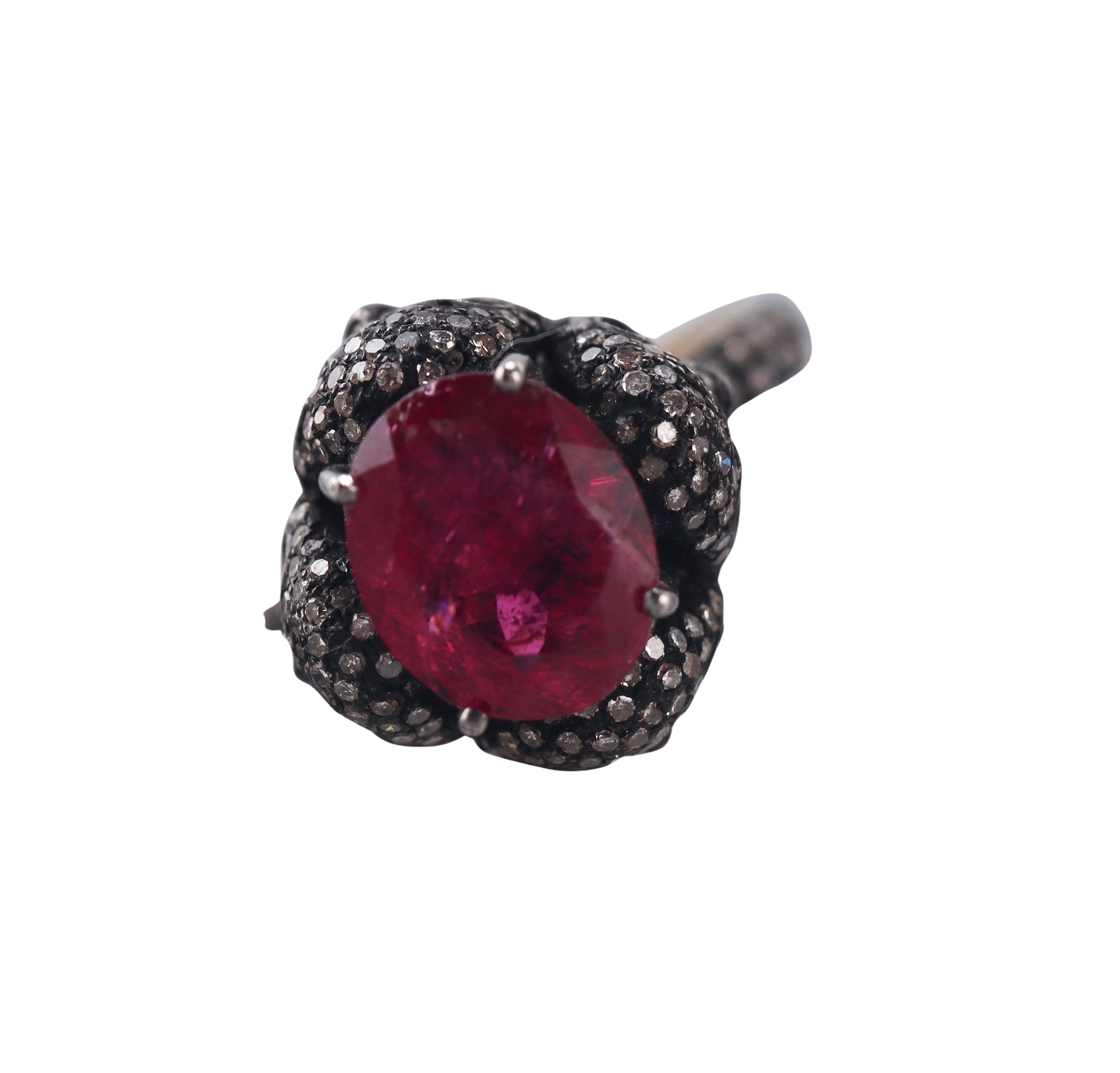 Bavna 14k Gold Pink Tourmaline and Diamond Ring