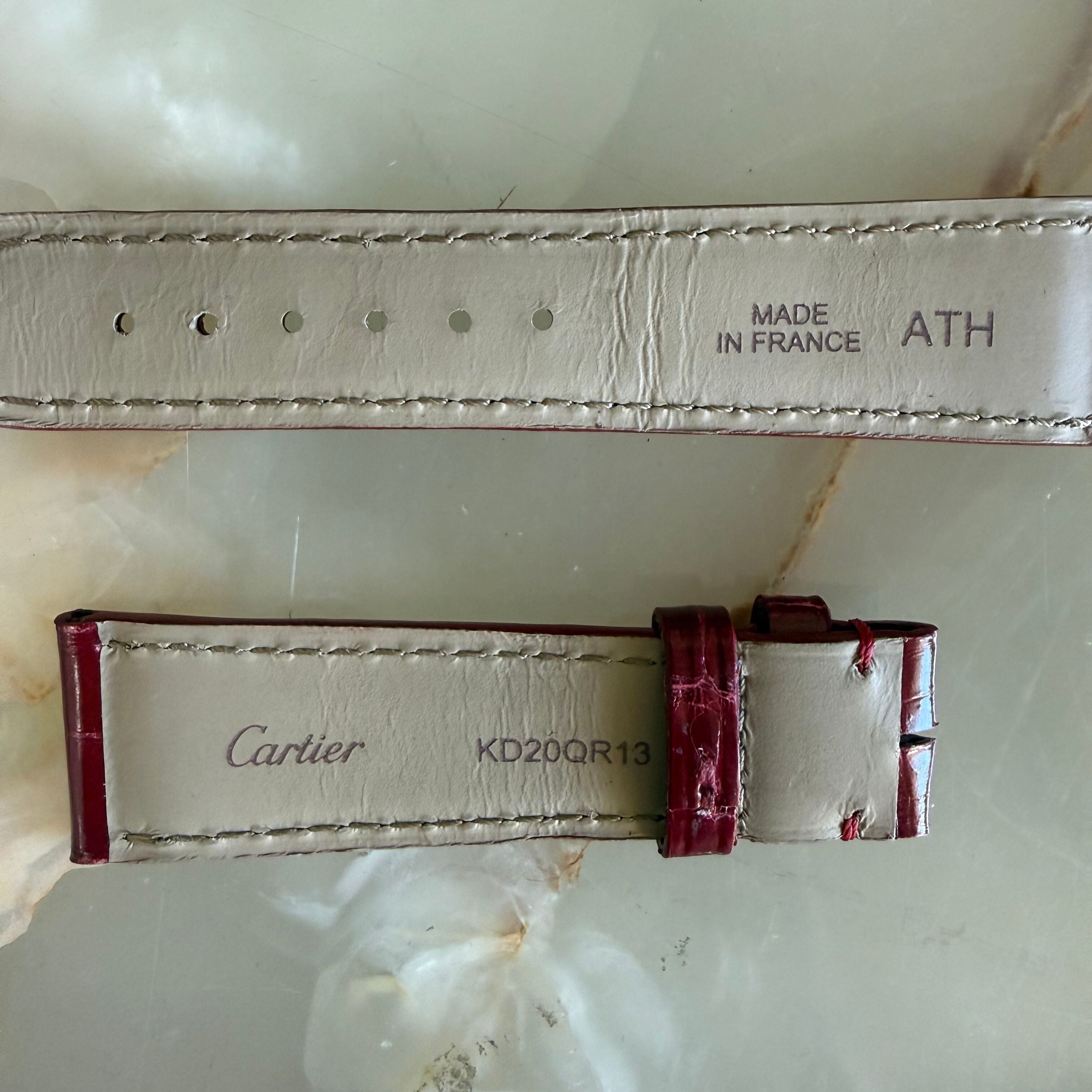 Authentic Cartier Red Alligator Watch Strap Band 18.85mm KD20QR13