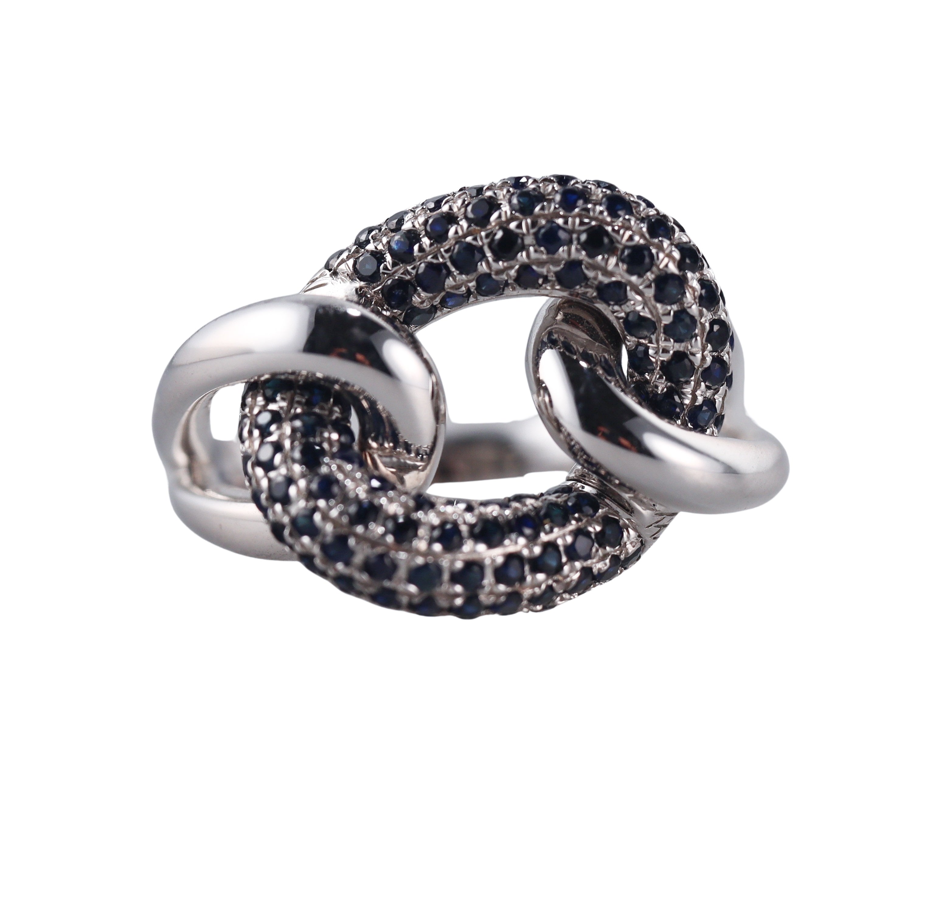 Kallati White Gold Sapphire Link Ring