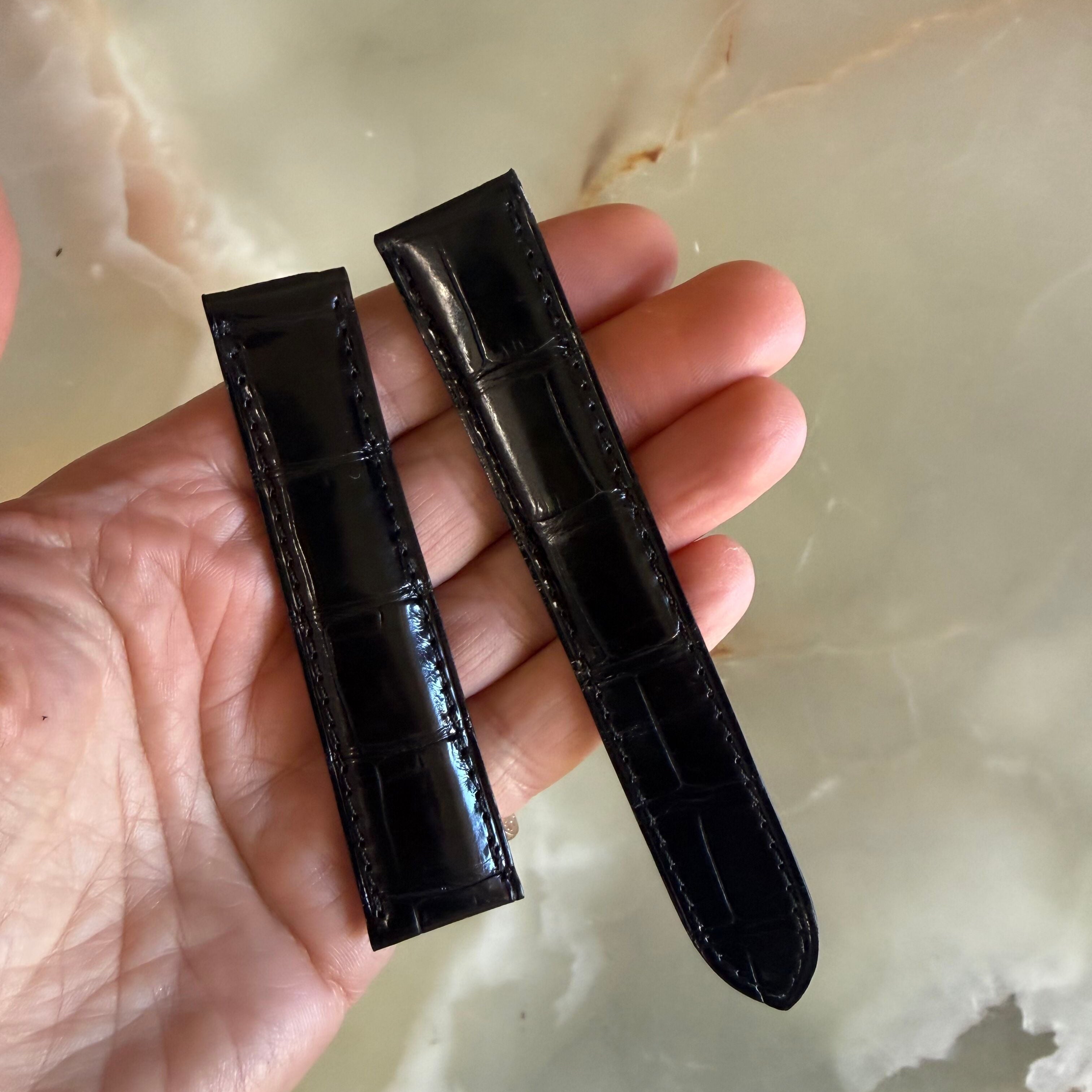 Authentic Cartier Black Alligator Watch Strap Band 20mm KD18I037