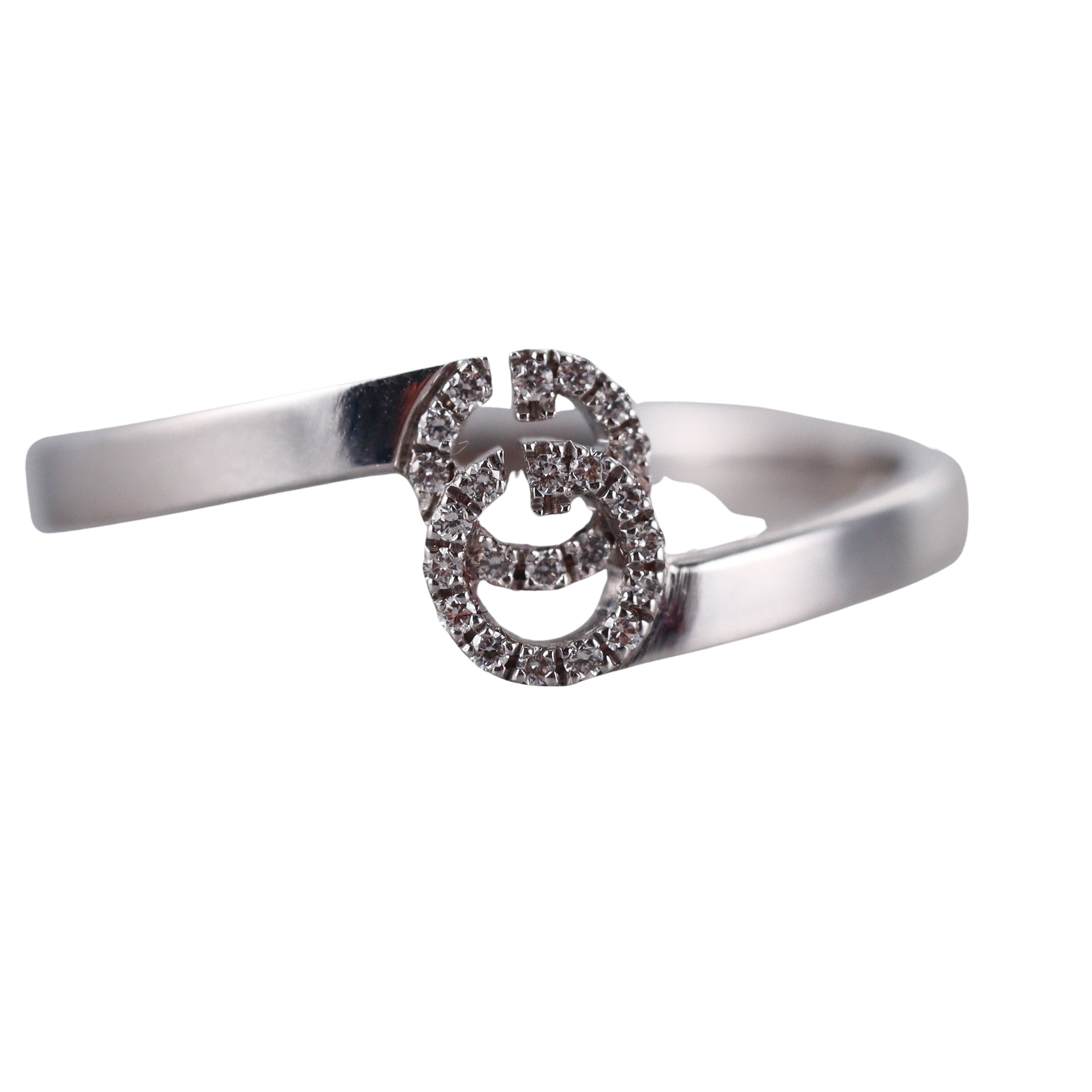 18k Gucci Running GG White Gold Diamond Ring Retail $1650