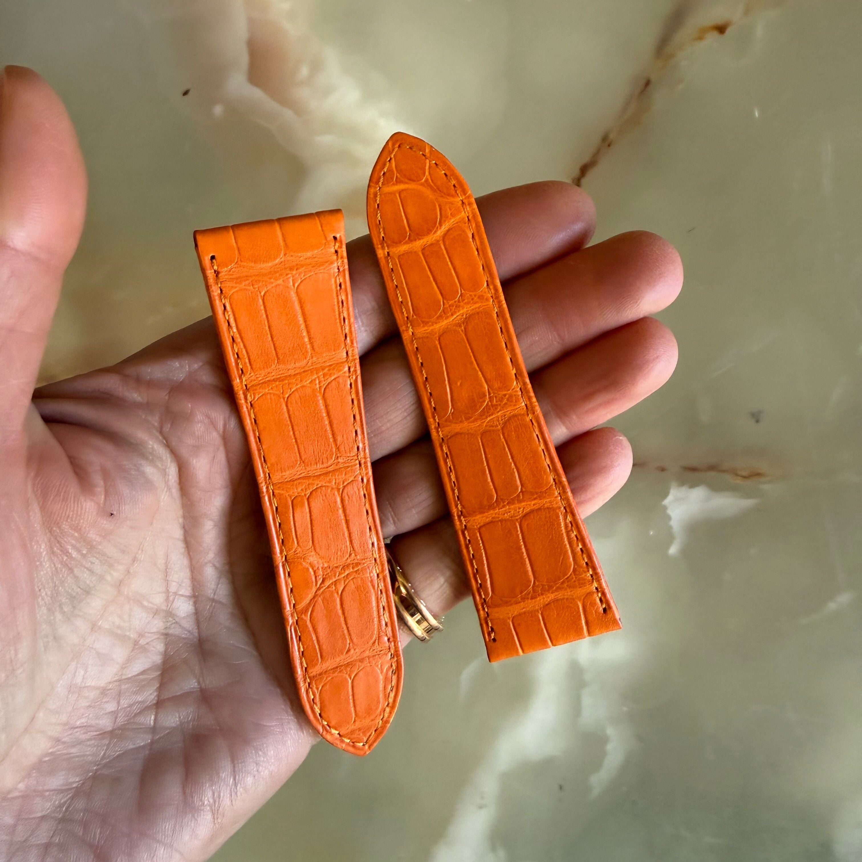 Authentic Cartier Orange Alligator Watch Strap Band 25.65mm KD4UXL83-S06