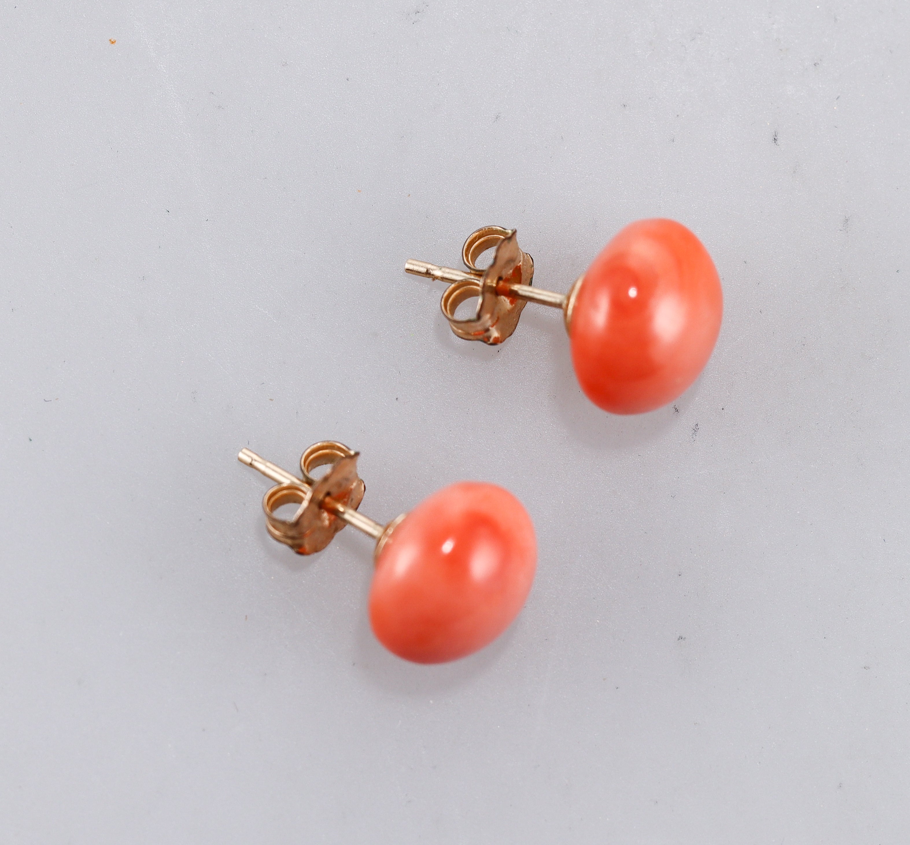 14k Gold Coral Stud Earrings