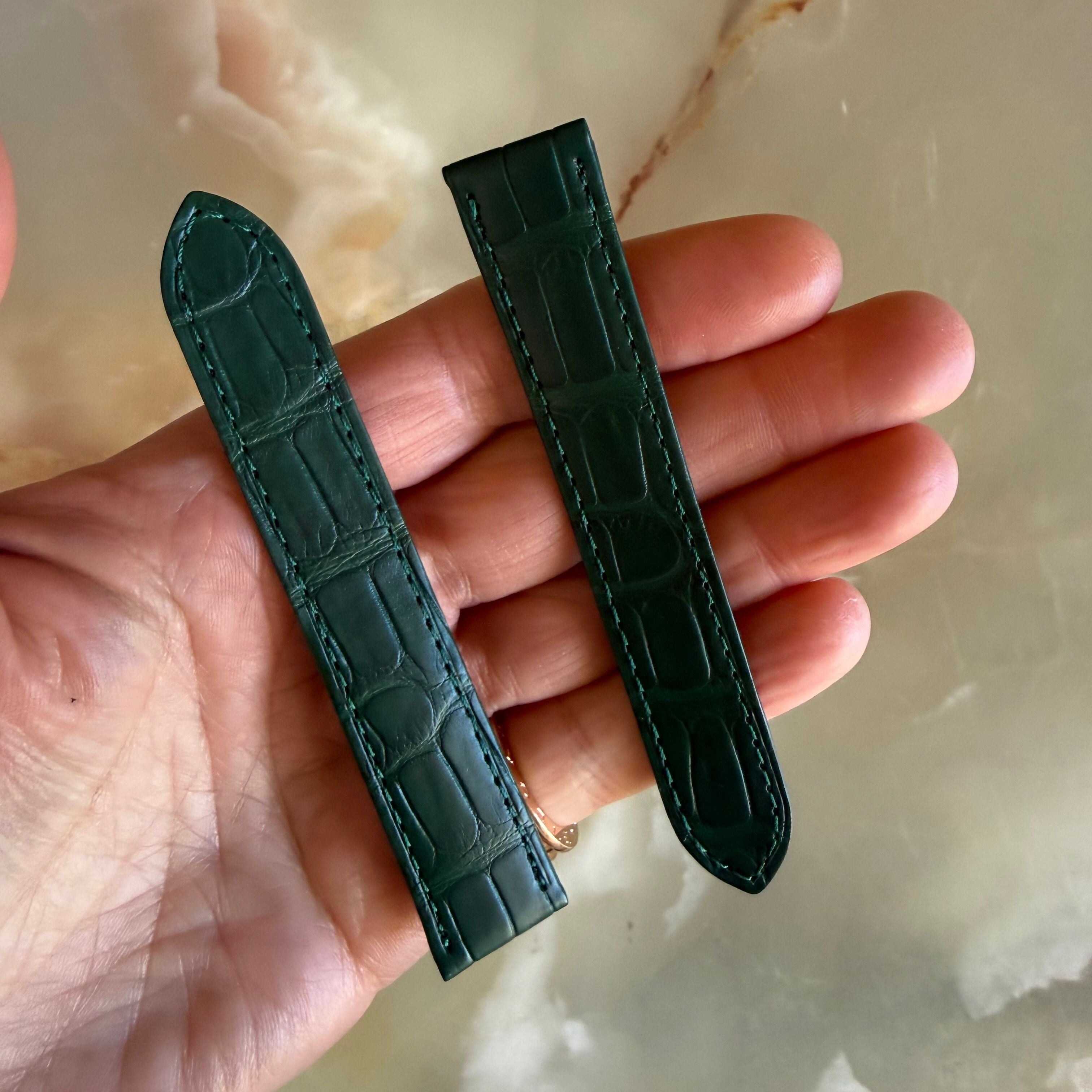 Authentic Cartier Green Alligator Watch Strap Band 18mm KD25XL15-S06
