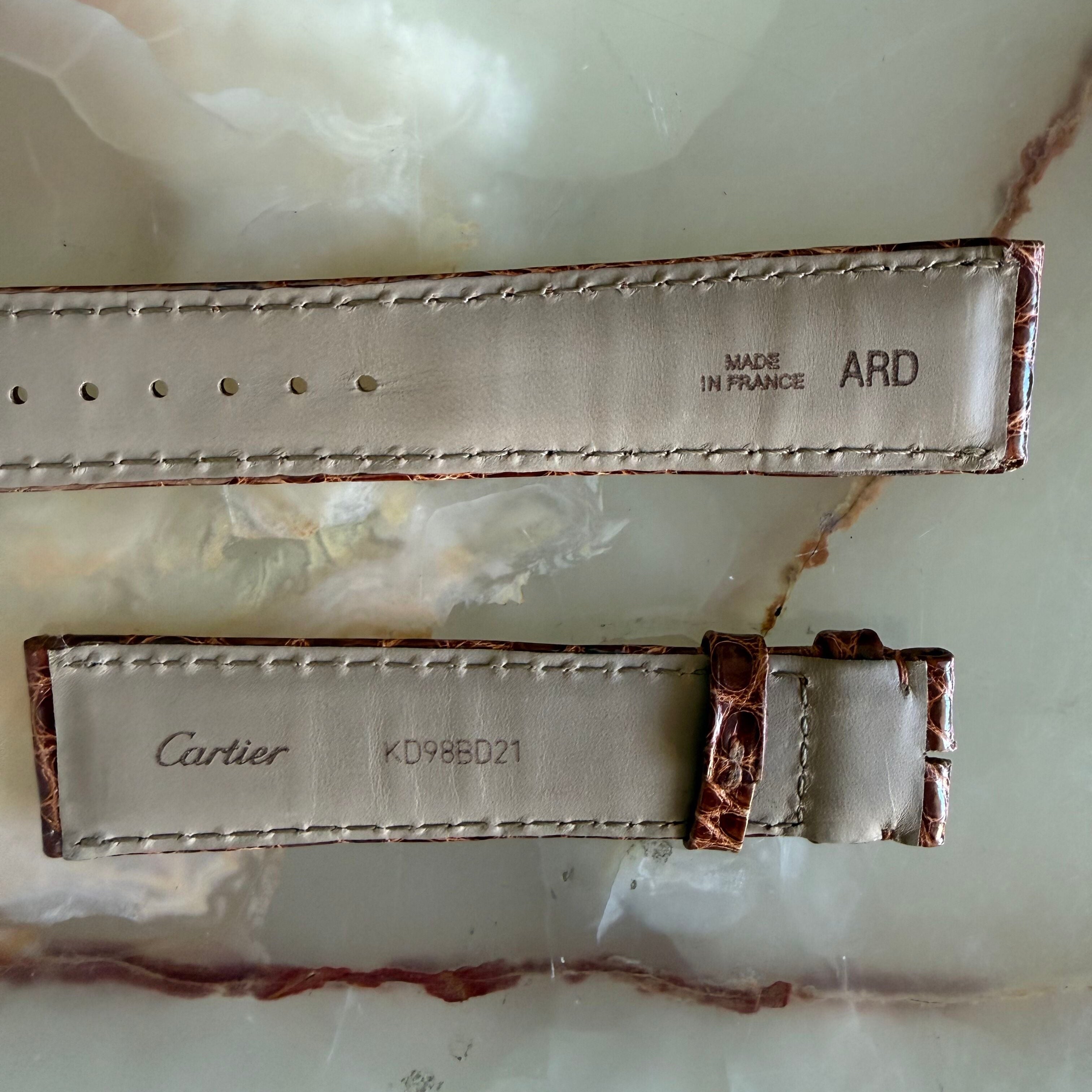 Authentic Cartier Brown Alligator Watch Strap Band 20.75mm KD98BD21
