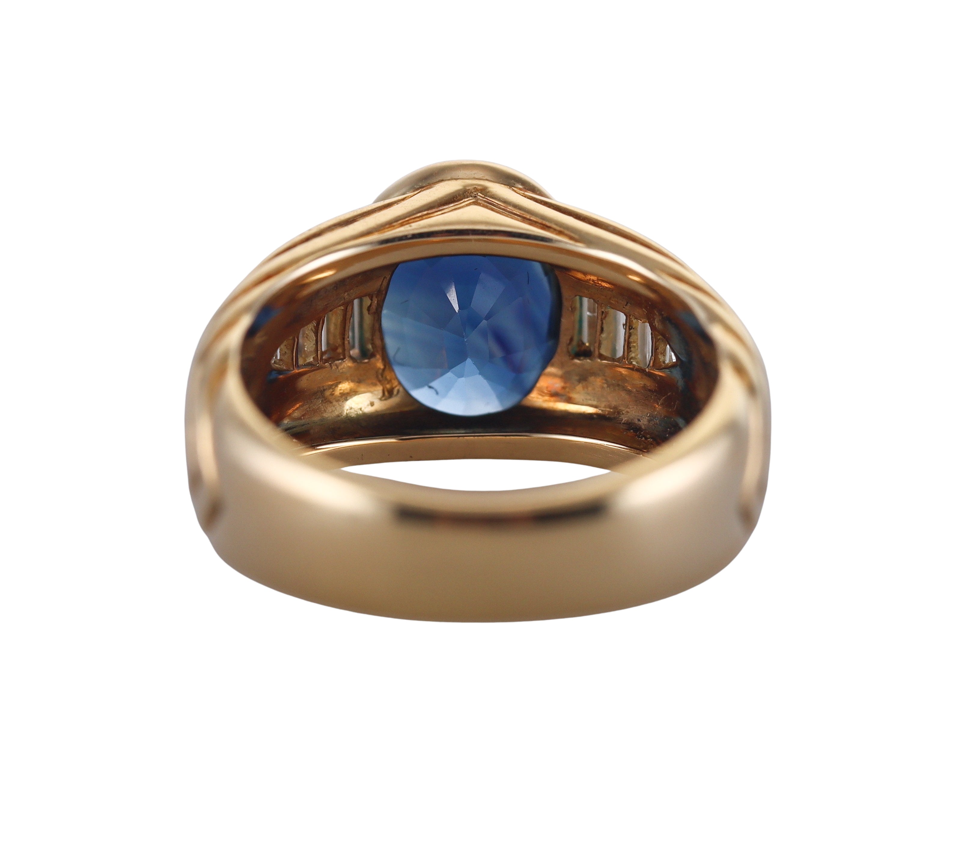 Vintage 3.35ct Sapphire Diamond 18k Gold Ring