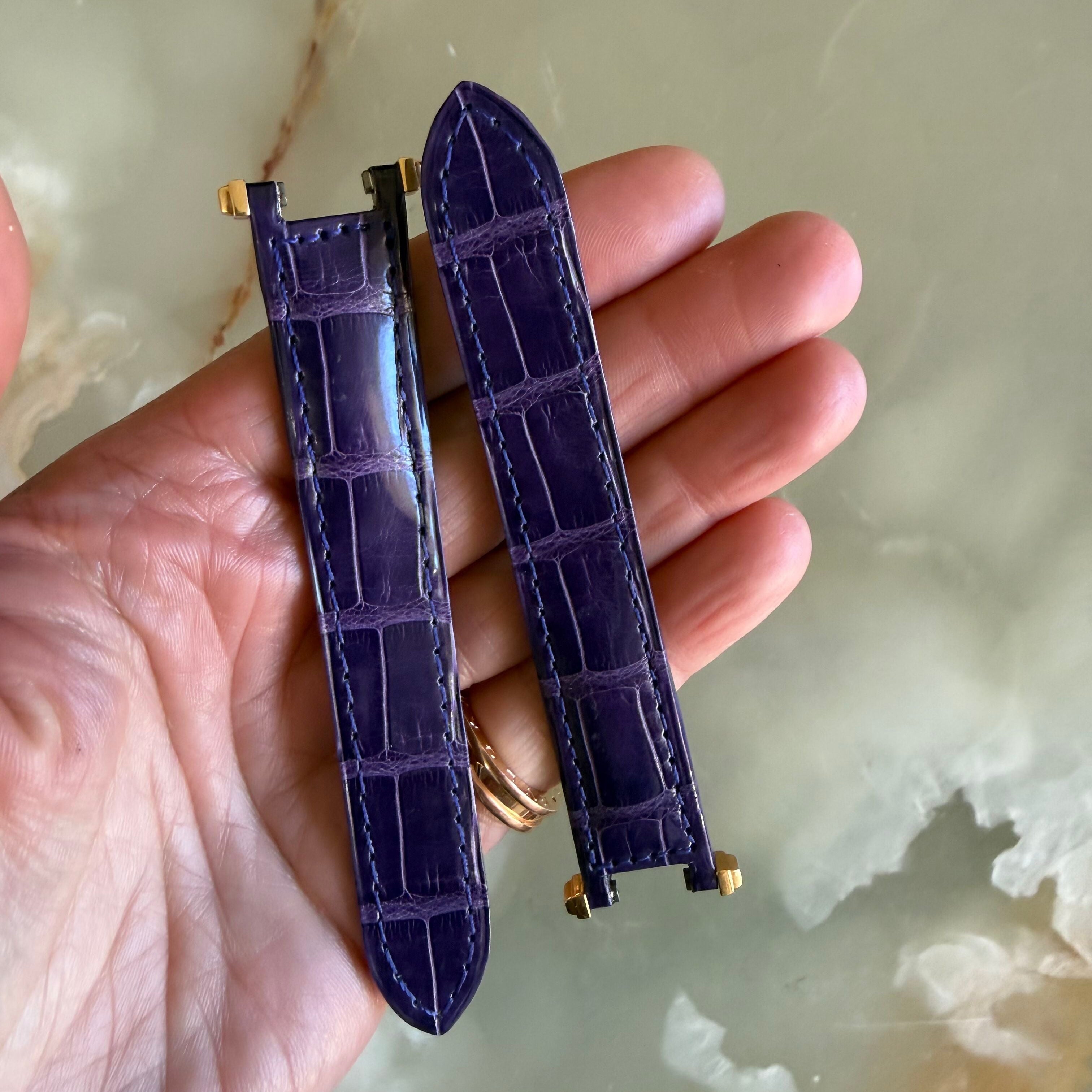 Authentic Cartier Pasha Purple Alligator Watch Strap Band 9mm KD1K9N40