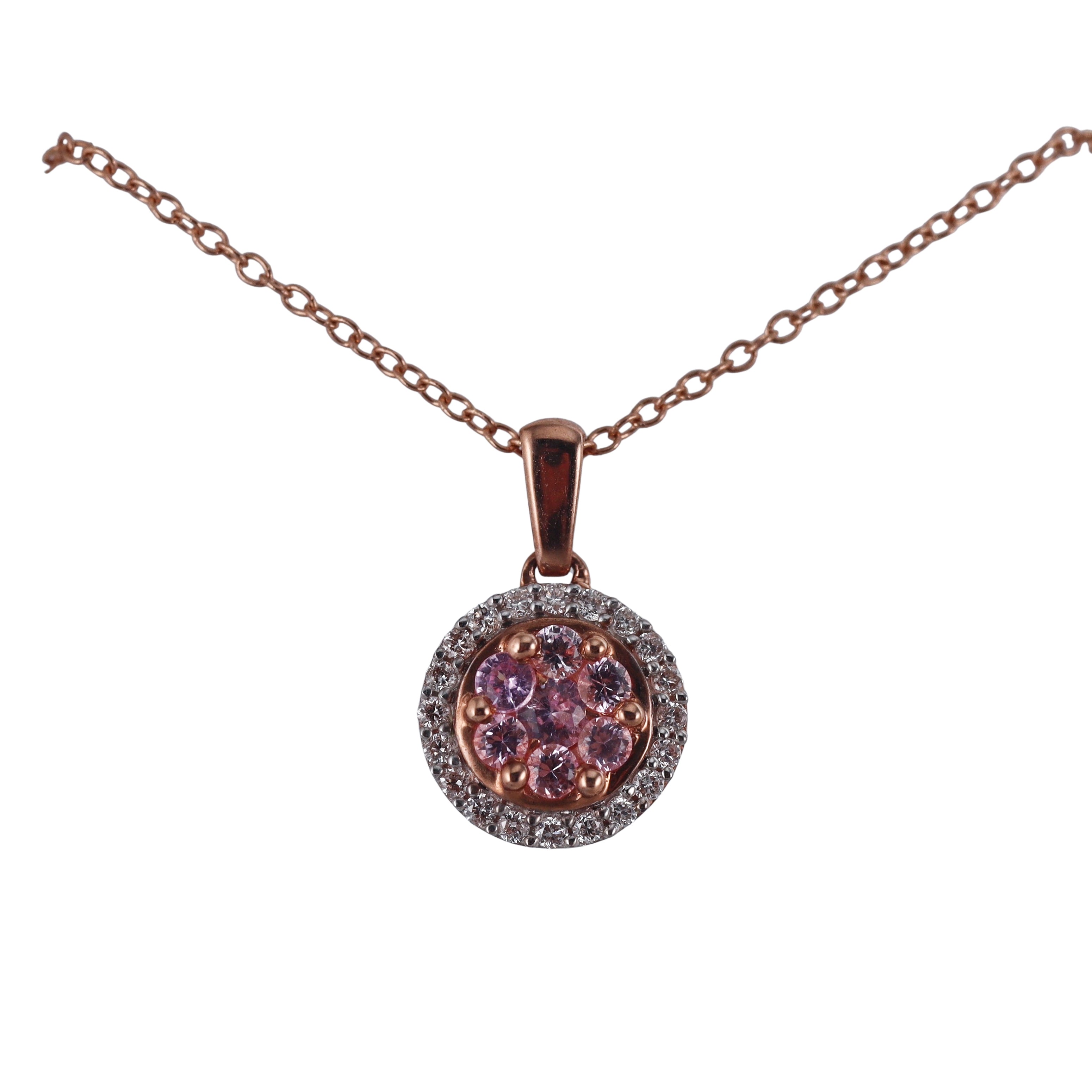 Kallati Pink Sapphire Diamond Gold Pendant Necklace