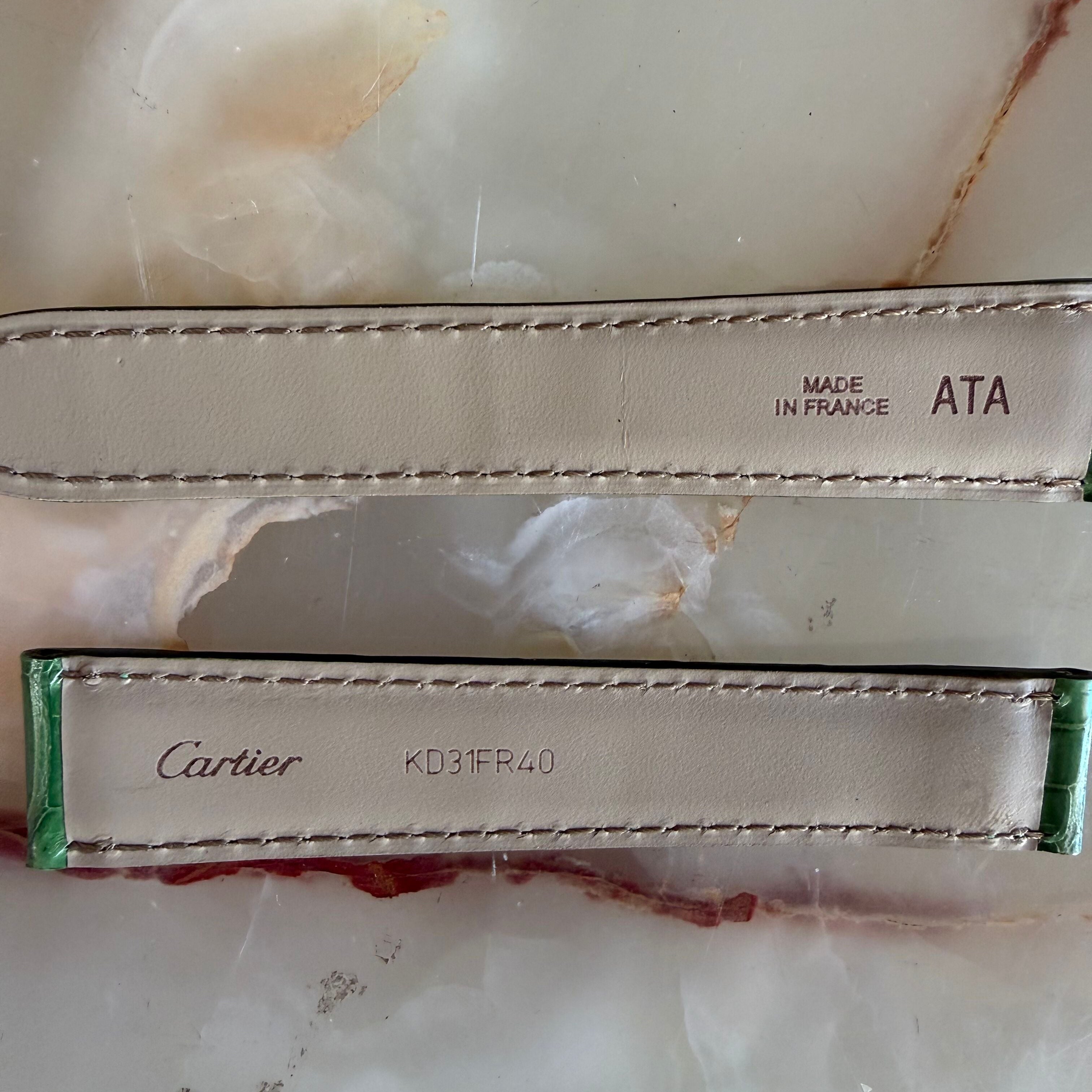 Authentic Cartier Green Alligator Watch Strap Band 18mm KD31FR40