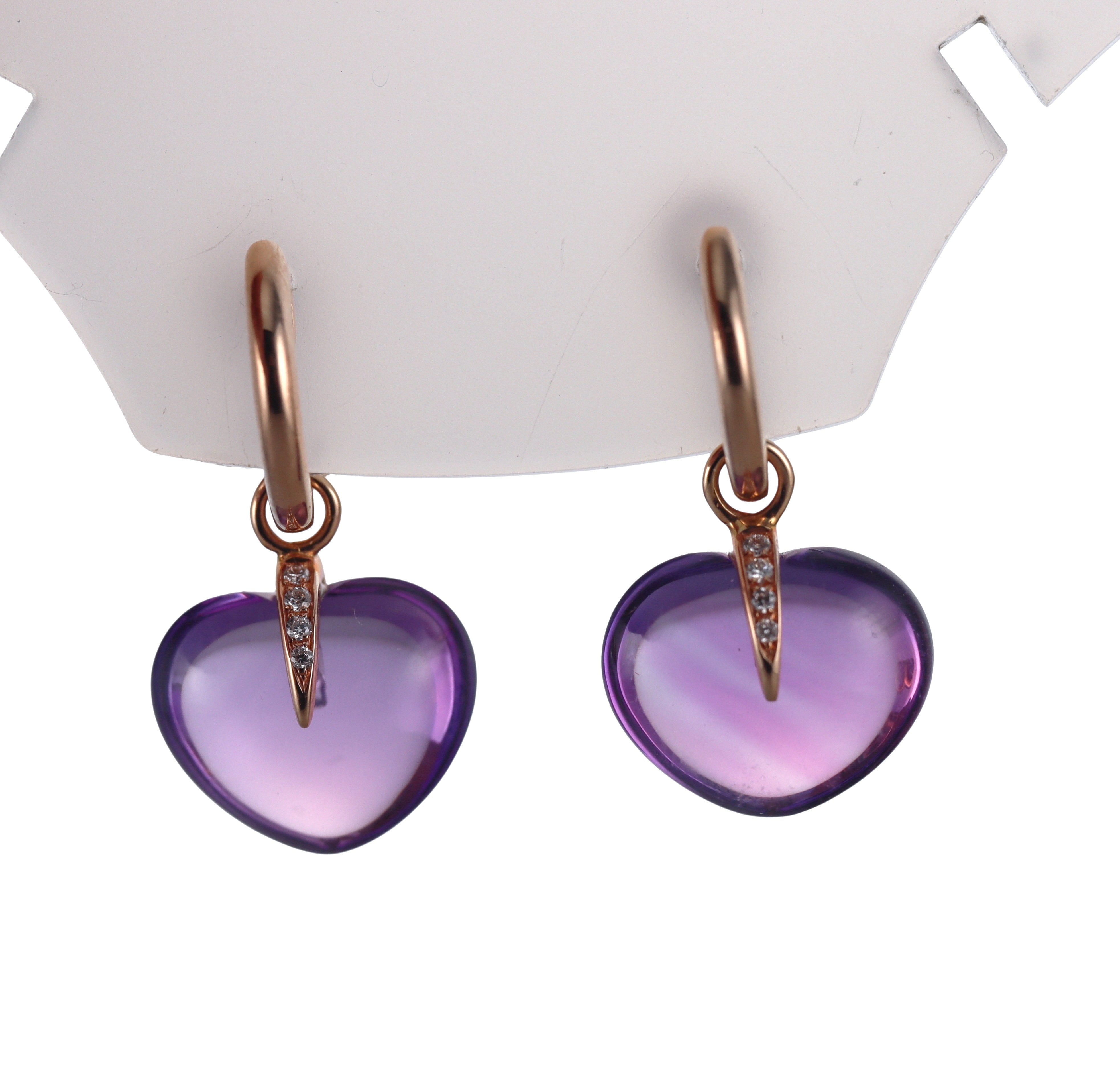 Bucherer 18k Rose Gold Amethyst Diamonds Earrings
