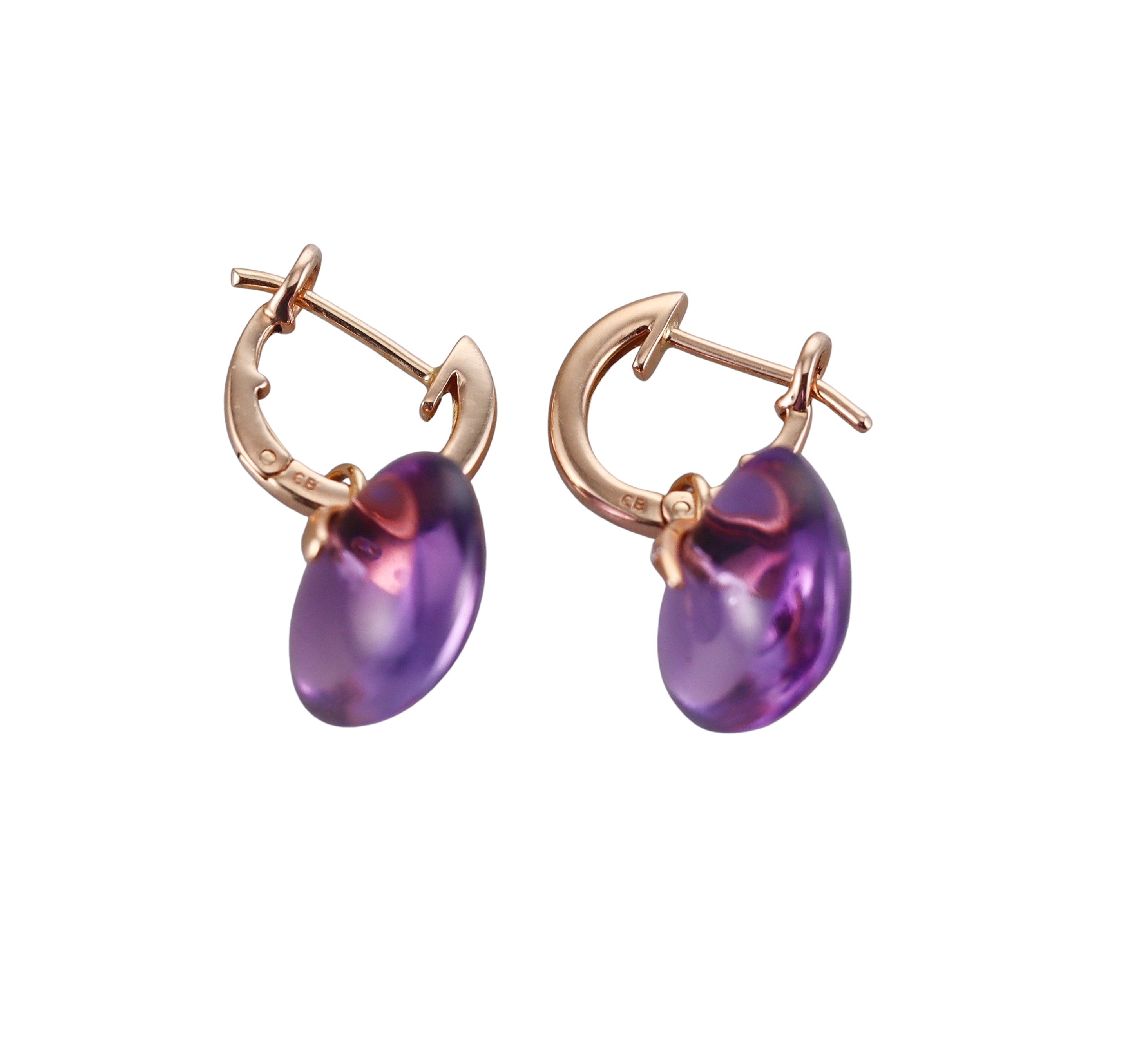 Bucherer 18k Rose Gold Amethyst Diamonds Earrings