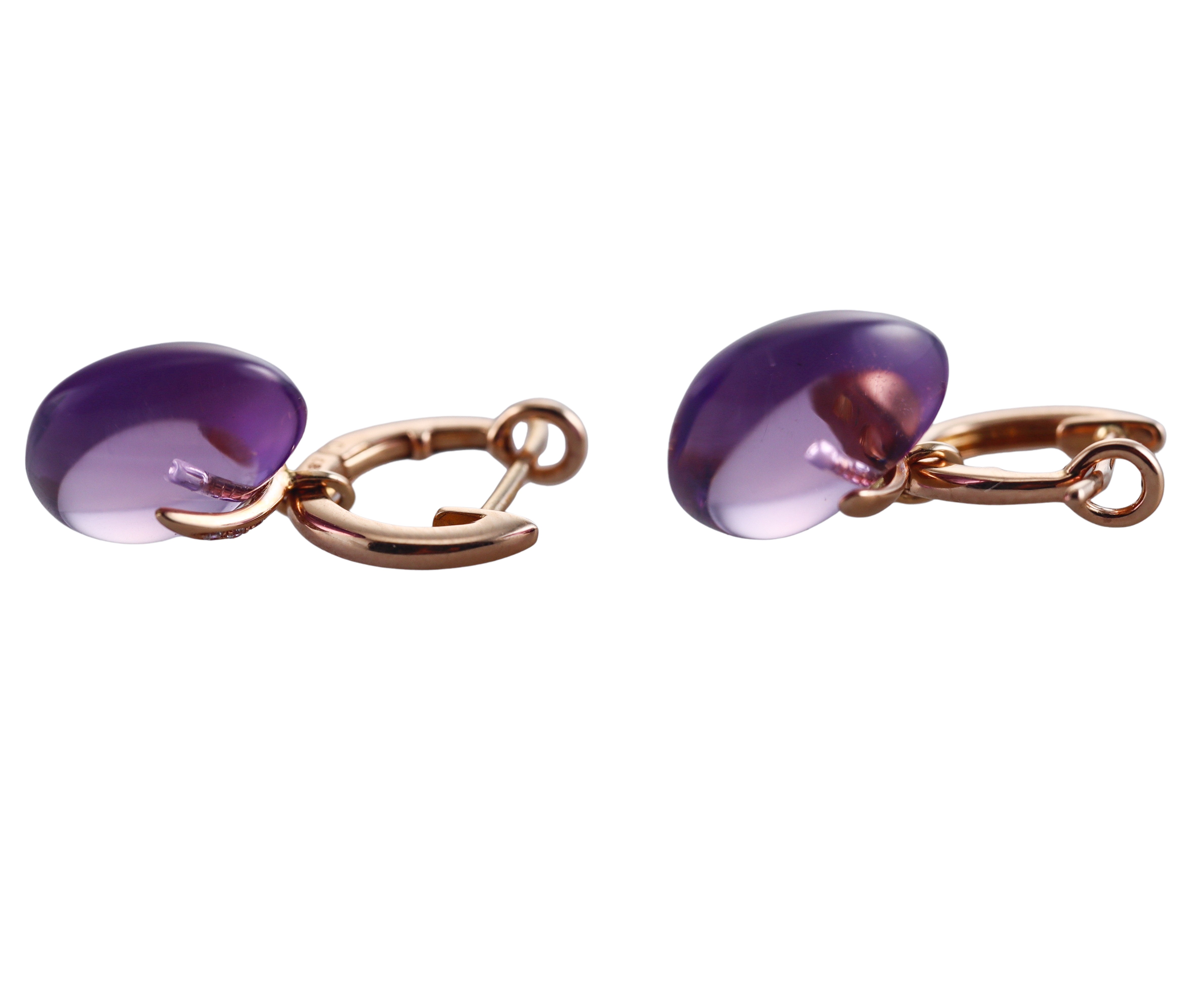 Bucherer 18k Rose Gold Amethyst Diamonds Earrings