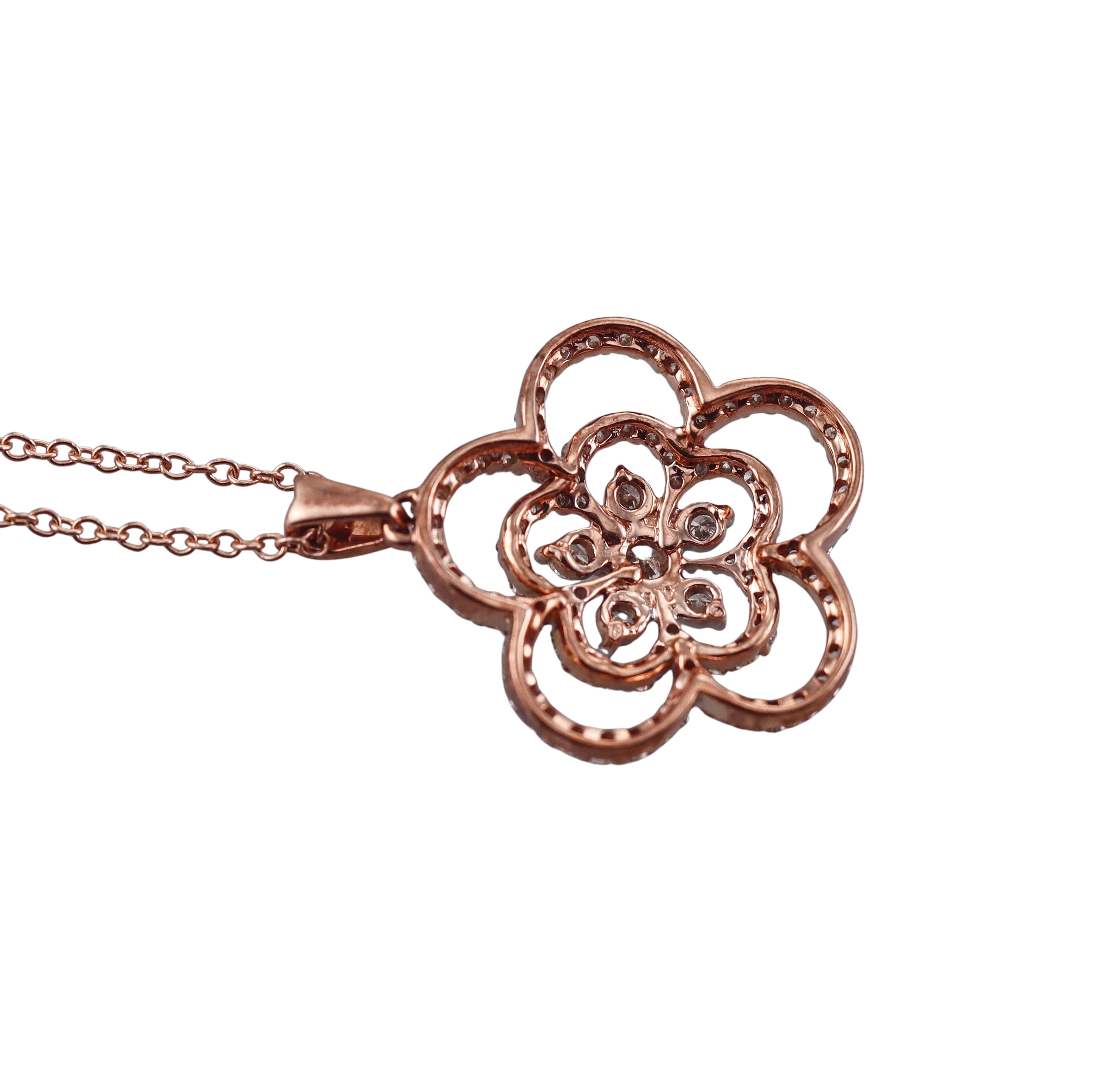 Kallati Diamond Flower 9k Gold Pendant Necklace