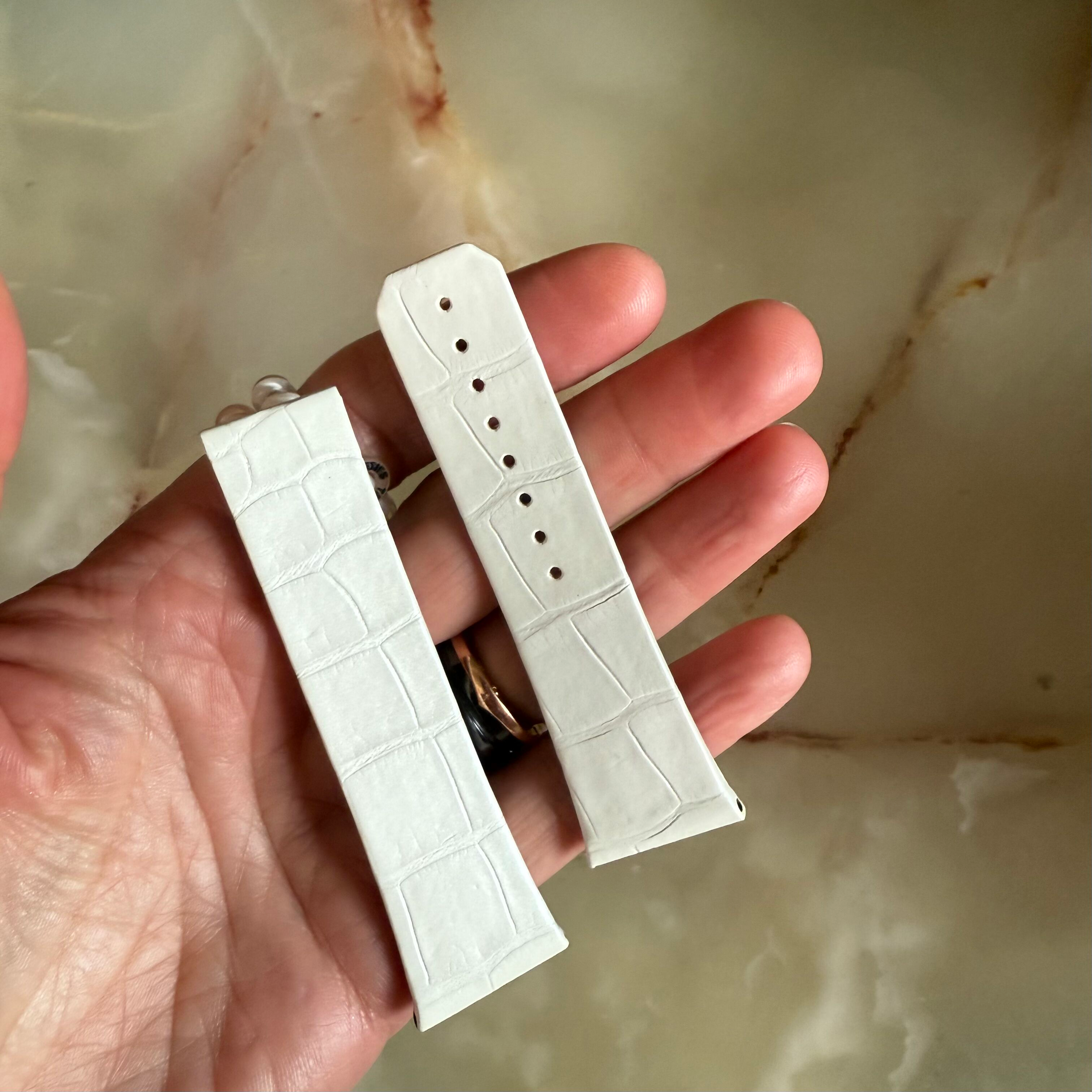 Authentic Omega White Alligator Watch Strap Band 24mm 98000334