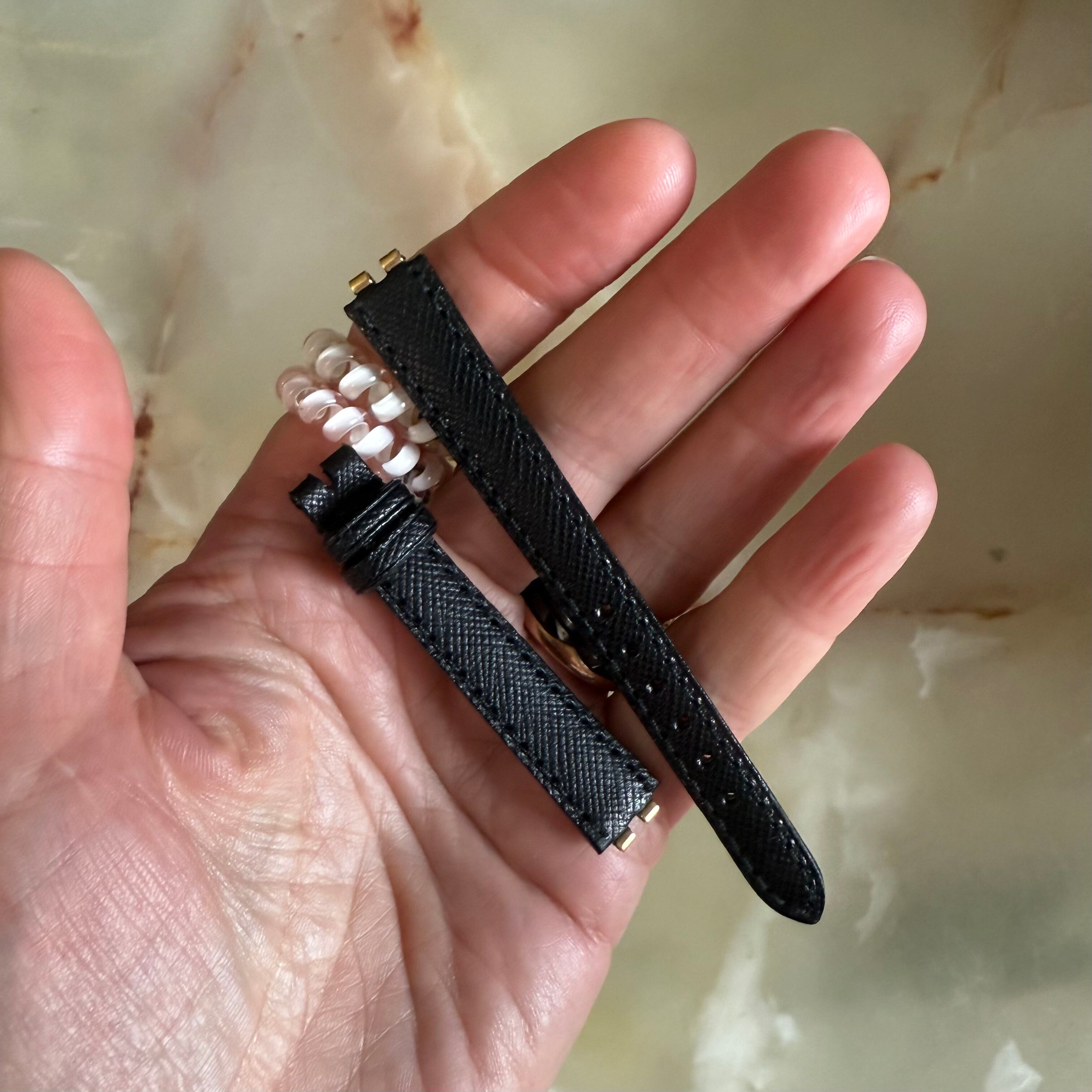 Authentic Lady's Omega Black Leather Watch Strap Band 12mm