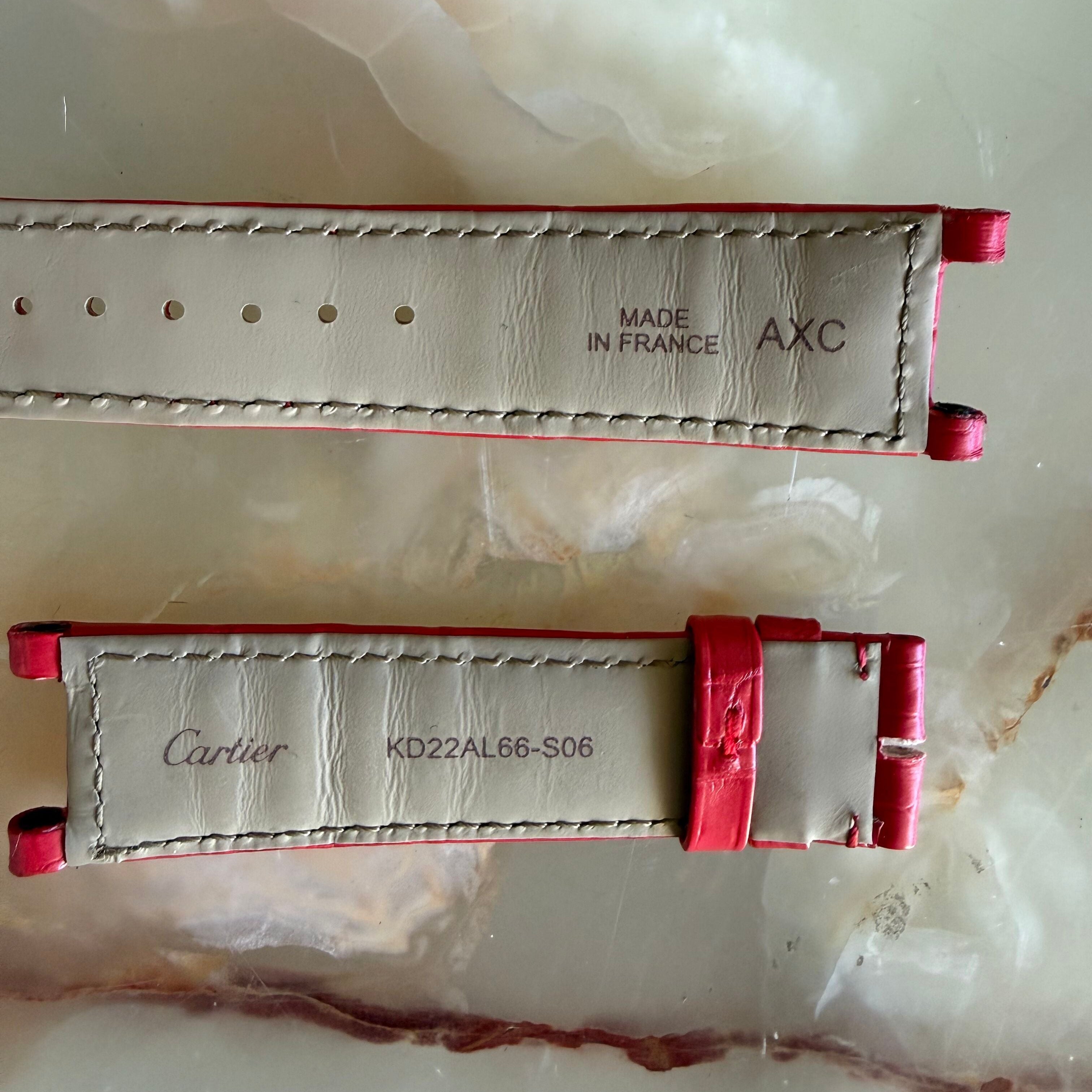 Authentic Cartier Red Alligator Watch Strap Band 20mm KD22AL66-S06