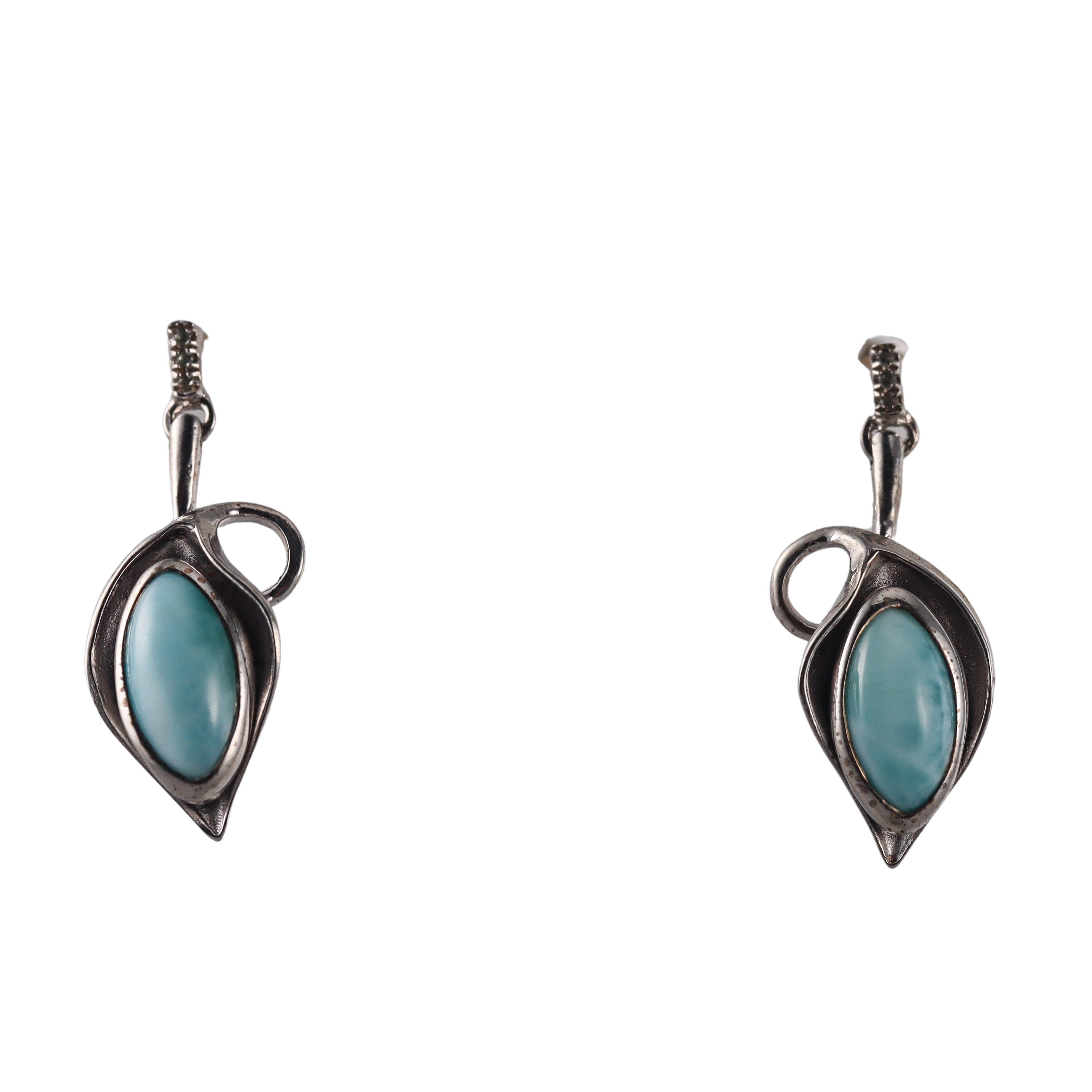 Marahlago Sterling Silver Larimar White Sapphire Earrings Retail $332