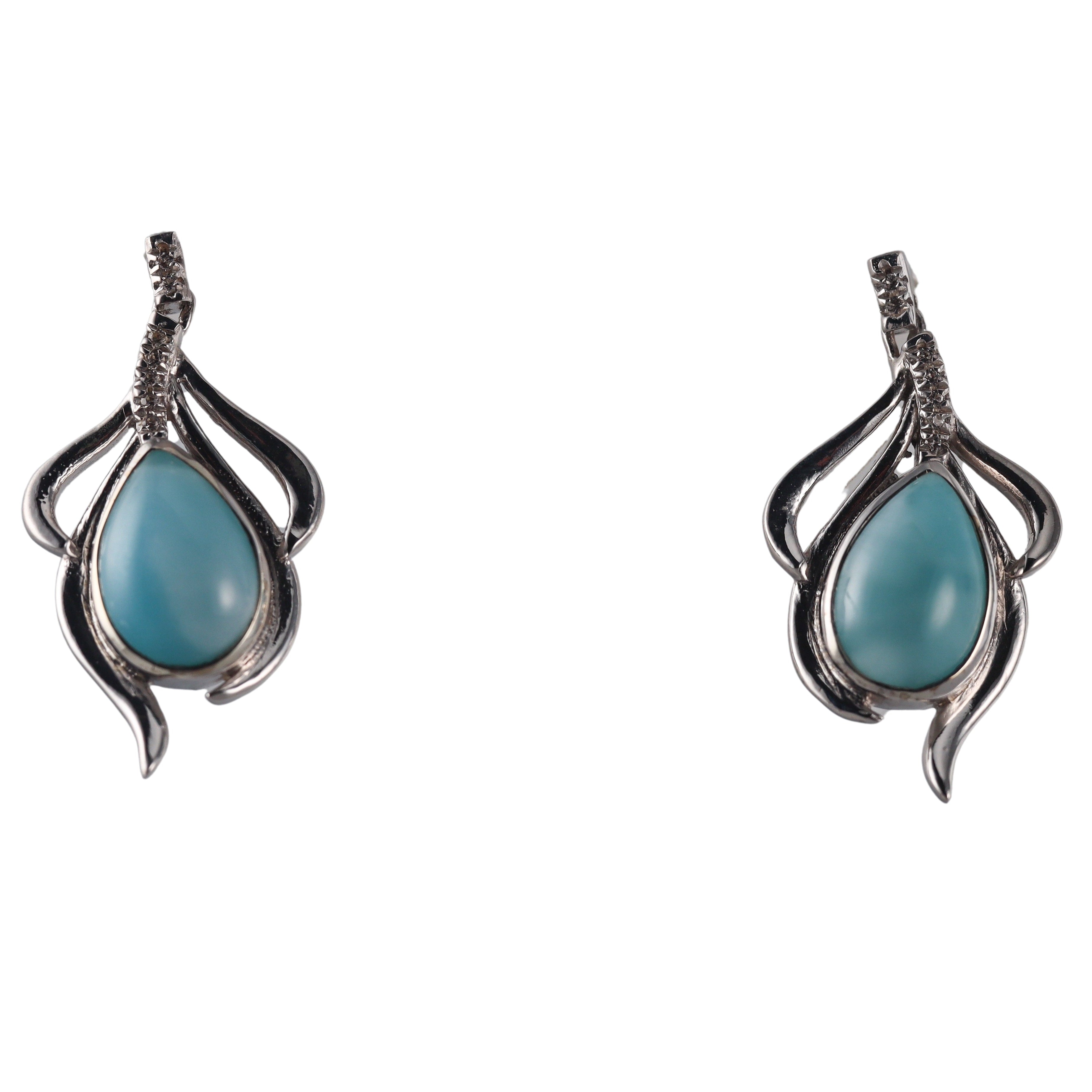 Marahlago Sterling Silver Larimar White Sapphire Earrings Retail $338
