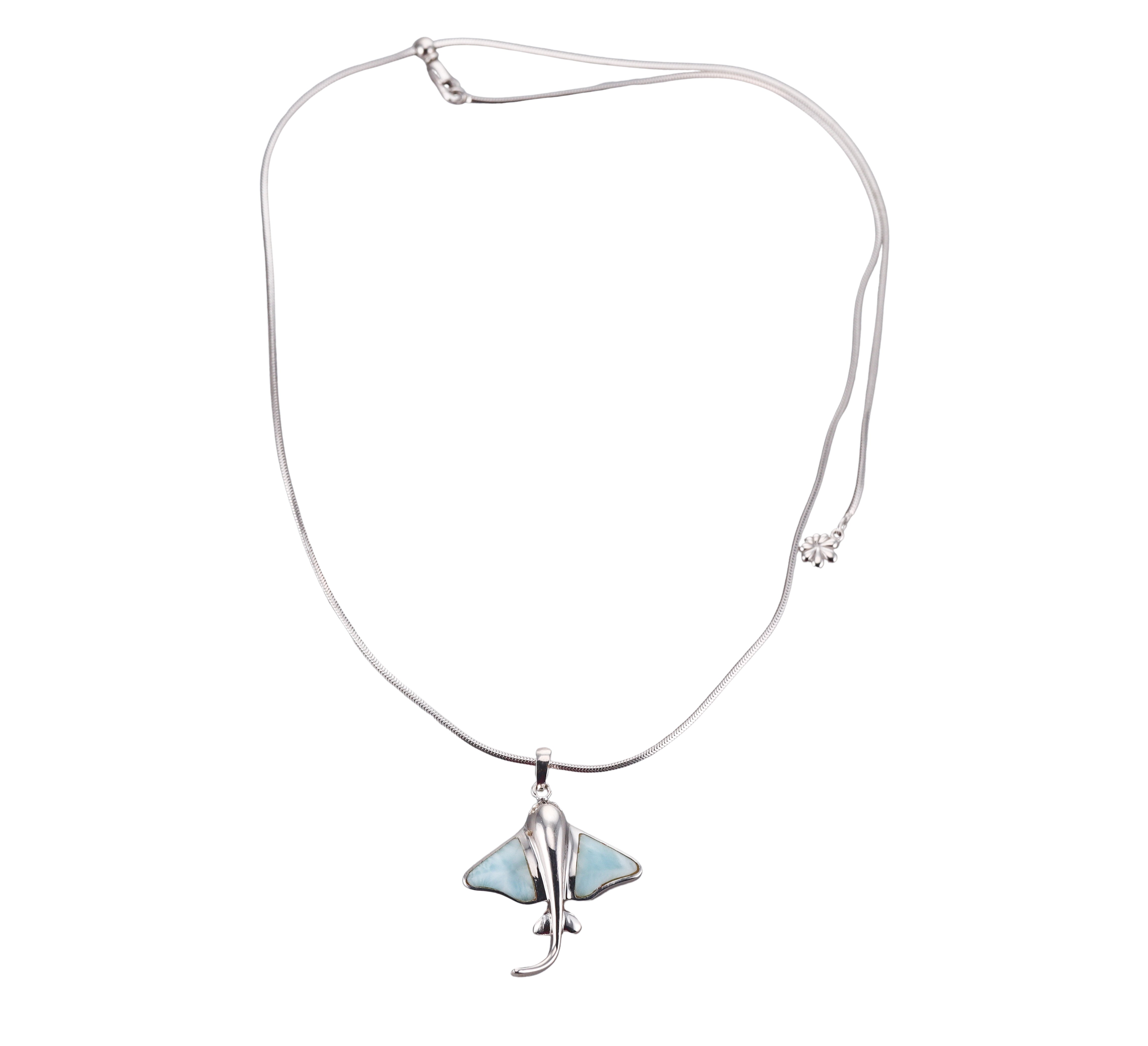 MarahLago Sterling Silver Larimar Manta Ray Pendant Necklace Retail $345