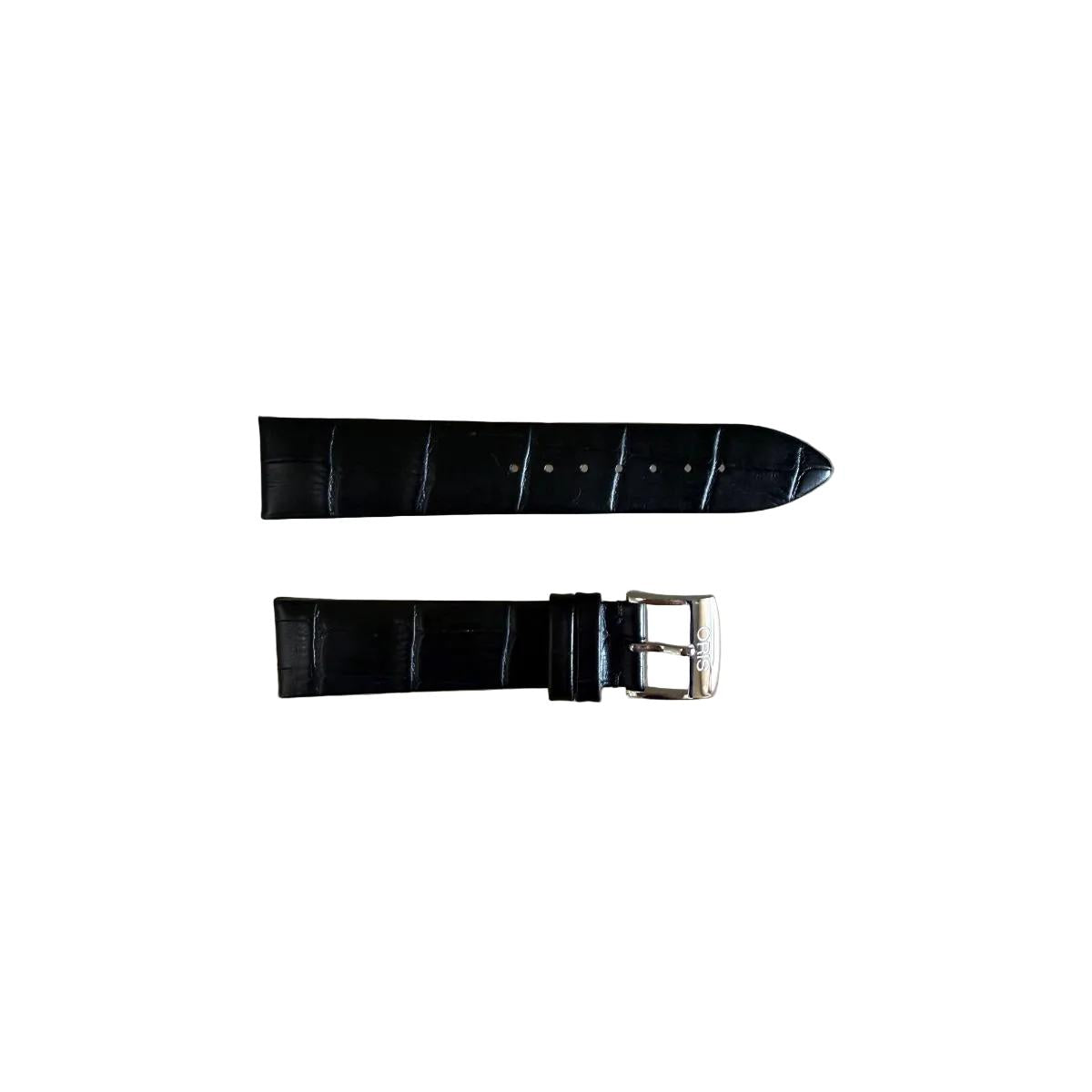 Authentic Oris Black Leather Watch Strap Band 20mm w Buckle 5 20 38