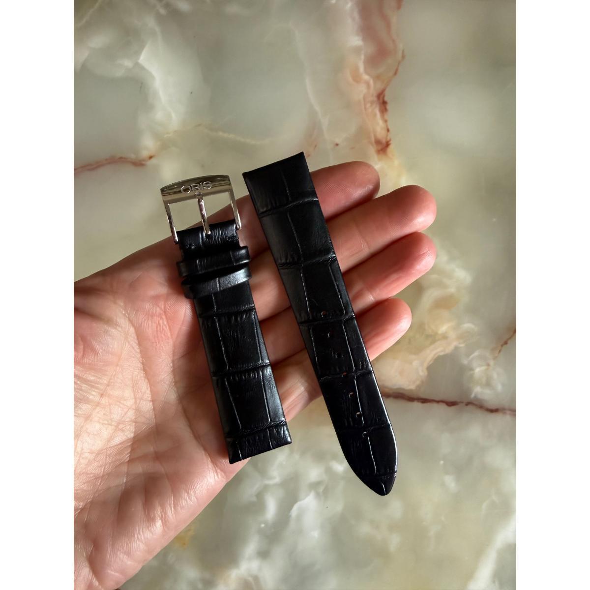Authentic Oris Black Leather Watch Strap Band 20mm w Buckle 5 20 38