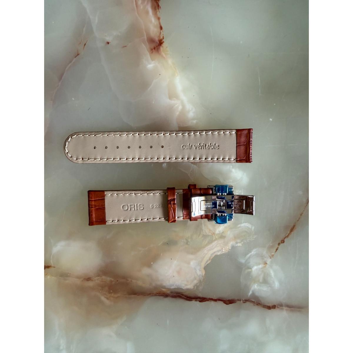 Authentic Oris Brown Leather Watch Strap Band 22mm w Buckle 6 22 42