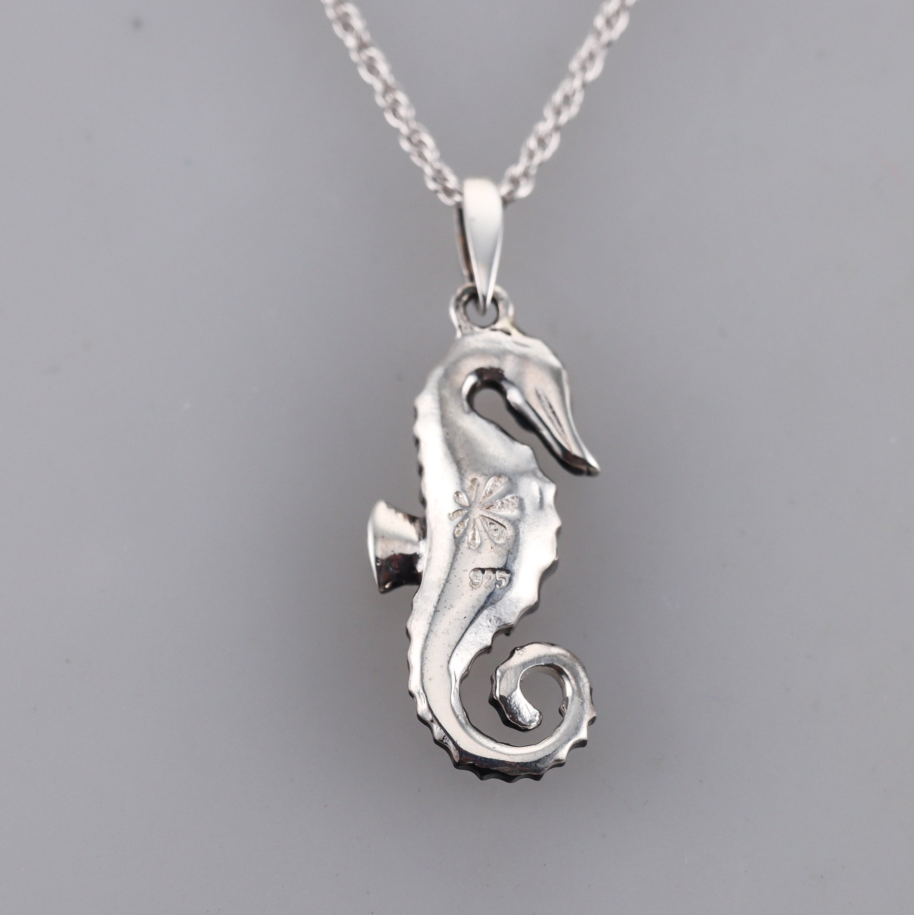 MarahLago Sterling Silver Larimar Seahorse Pendant Necklace Retail $175 #070