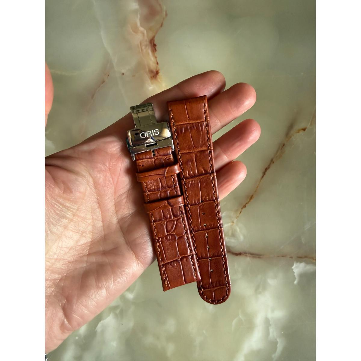 Authentic Oris Brown Leather Watch Strap Band 22mm w Buckle 6 22 42