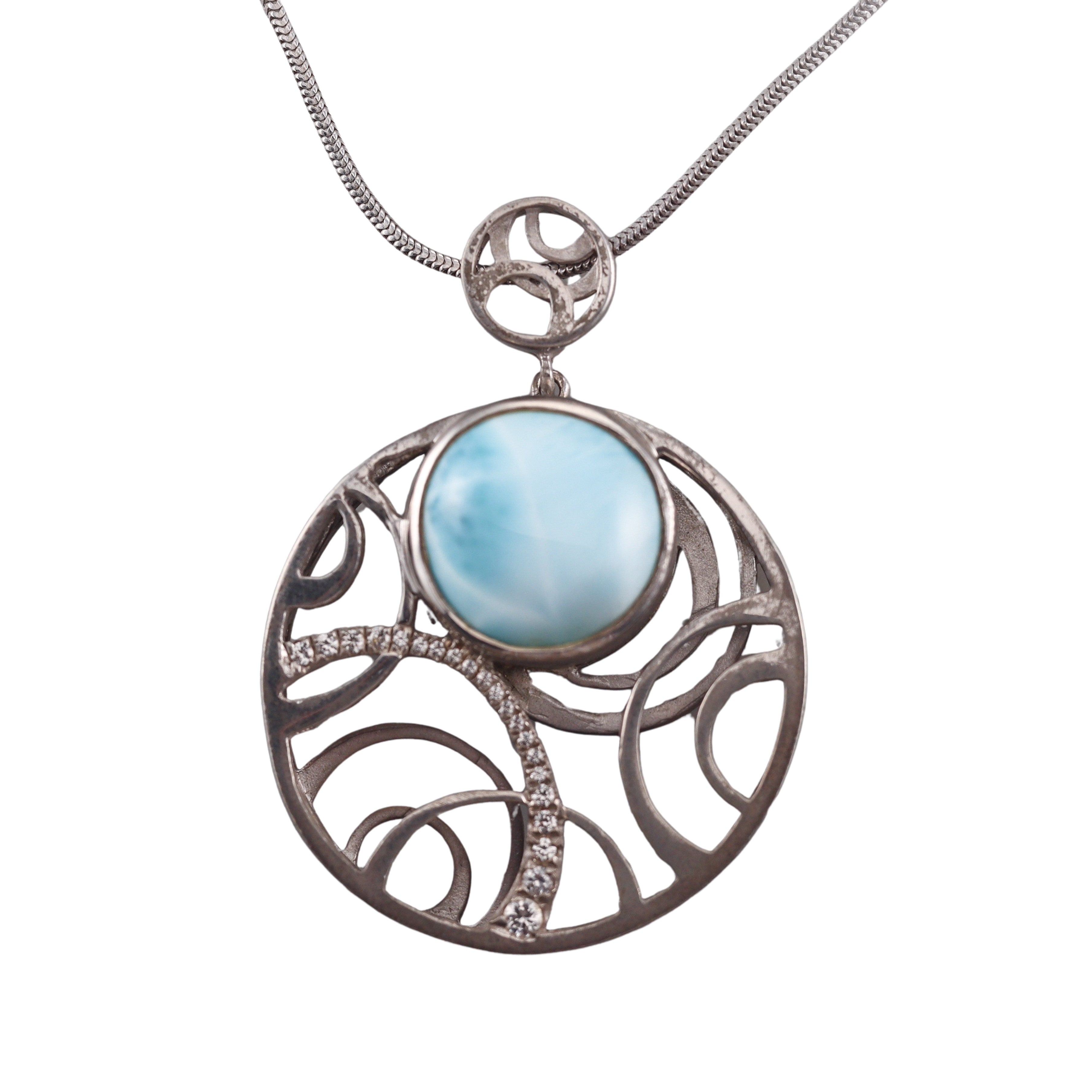 MarahLago Sterling Silver Larimar Pendant Necklace Retail $588