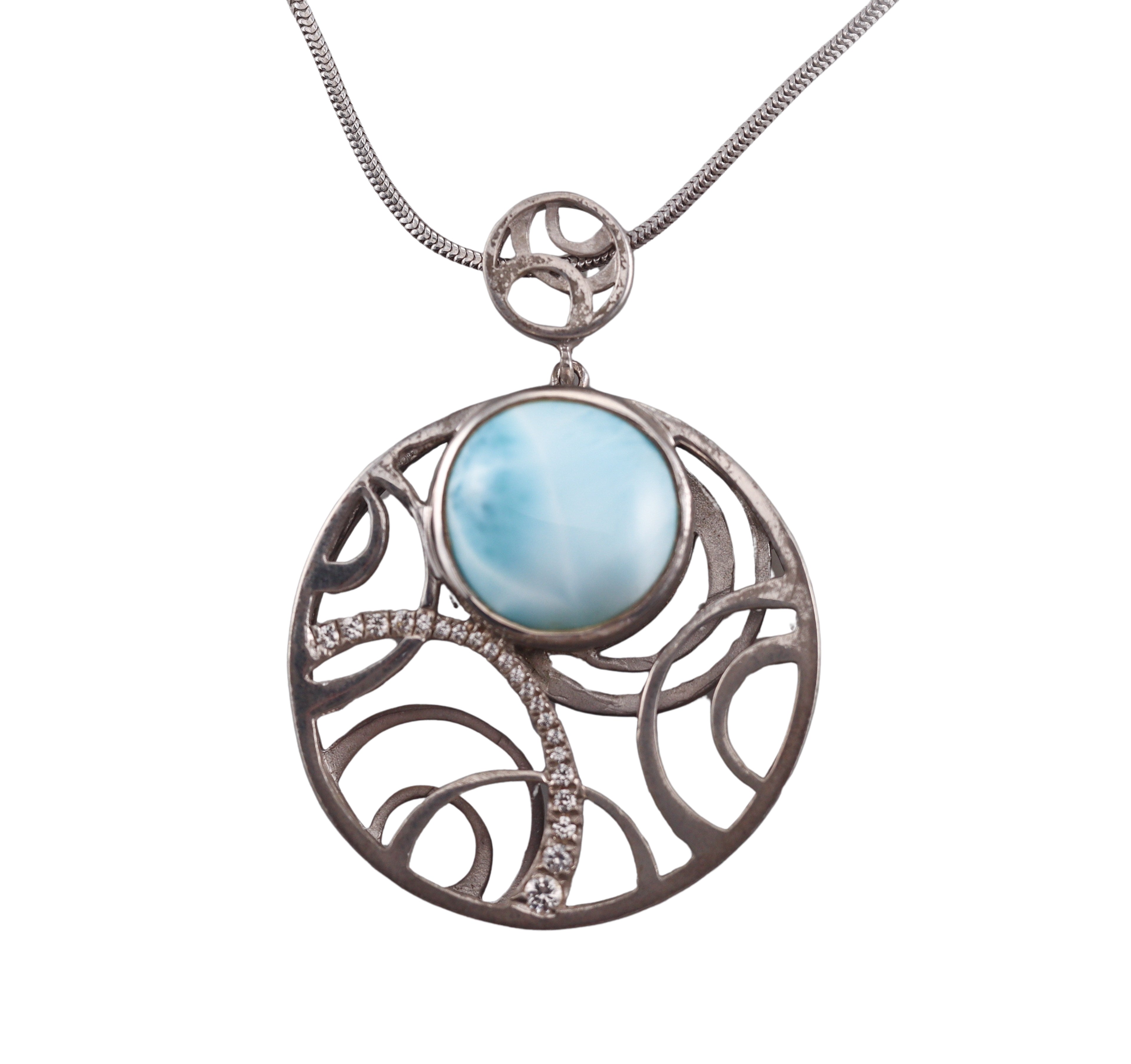 MarahLago Sterling Silver Larimar Pendant Necklace Retail $588 #065